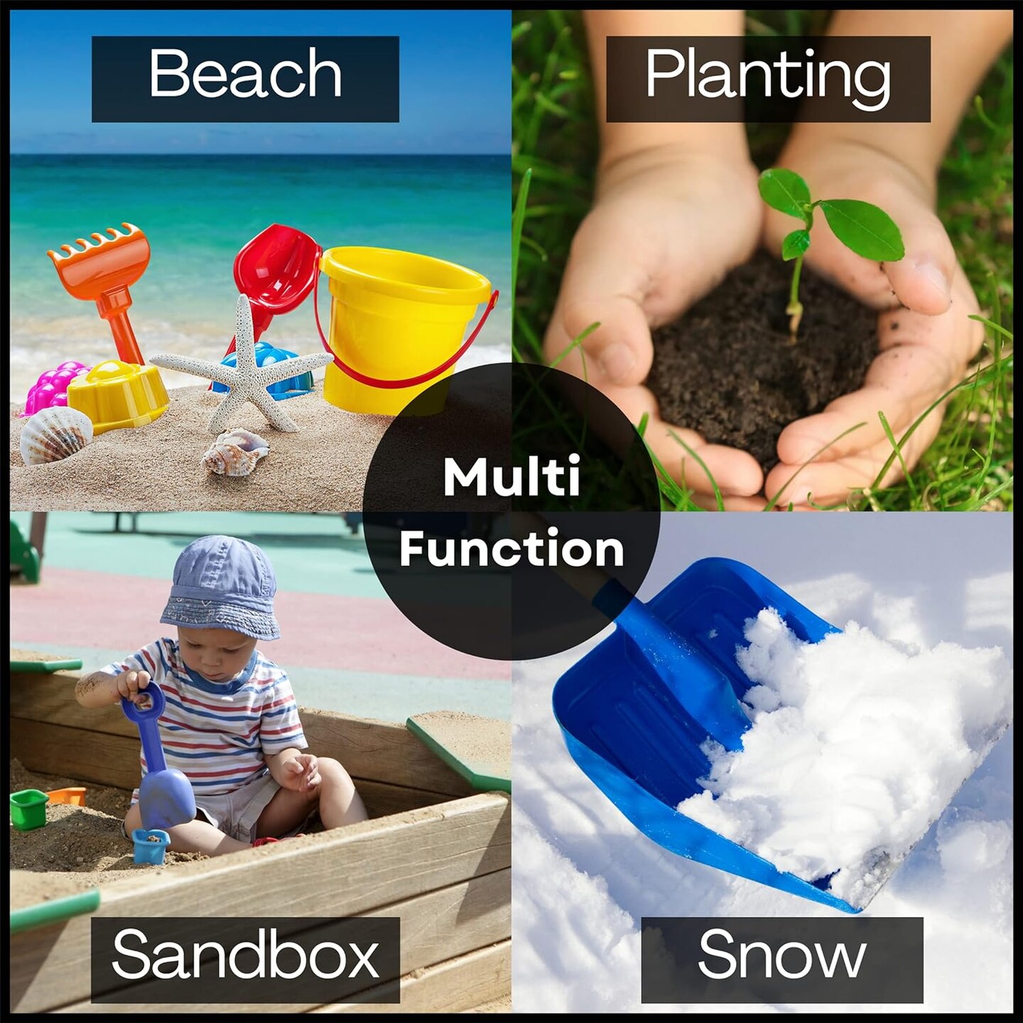 4E&#x2019;s Novelty 8&#x2019;&#x2019; Plastic Shovels for Kids - 4 pack Shovels for Digging &#x26; Gardening Tools