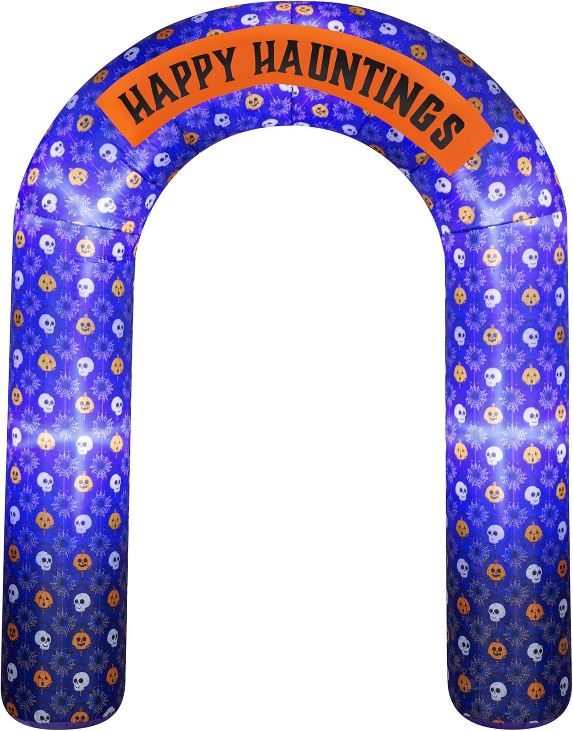 7.5&#x27; Gemmy Airblown Inflatable Halloween Purple Arch w/ Happy Hauntings Banner Yard Decoration 551816