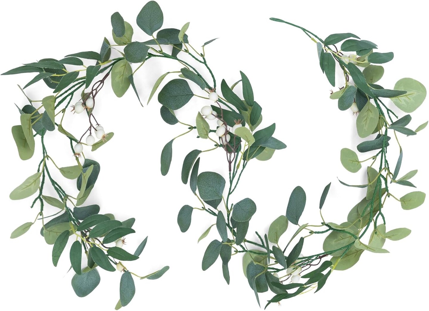 4.5 Ft Eucalyptus Garland, Hanging Greenery Garlands with Fake Eucalyptus Leaves, Spring Garlands for Door Wall Fireplace, Wedding Table Party Home Decor