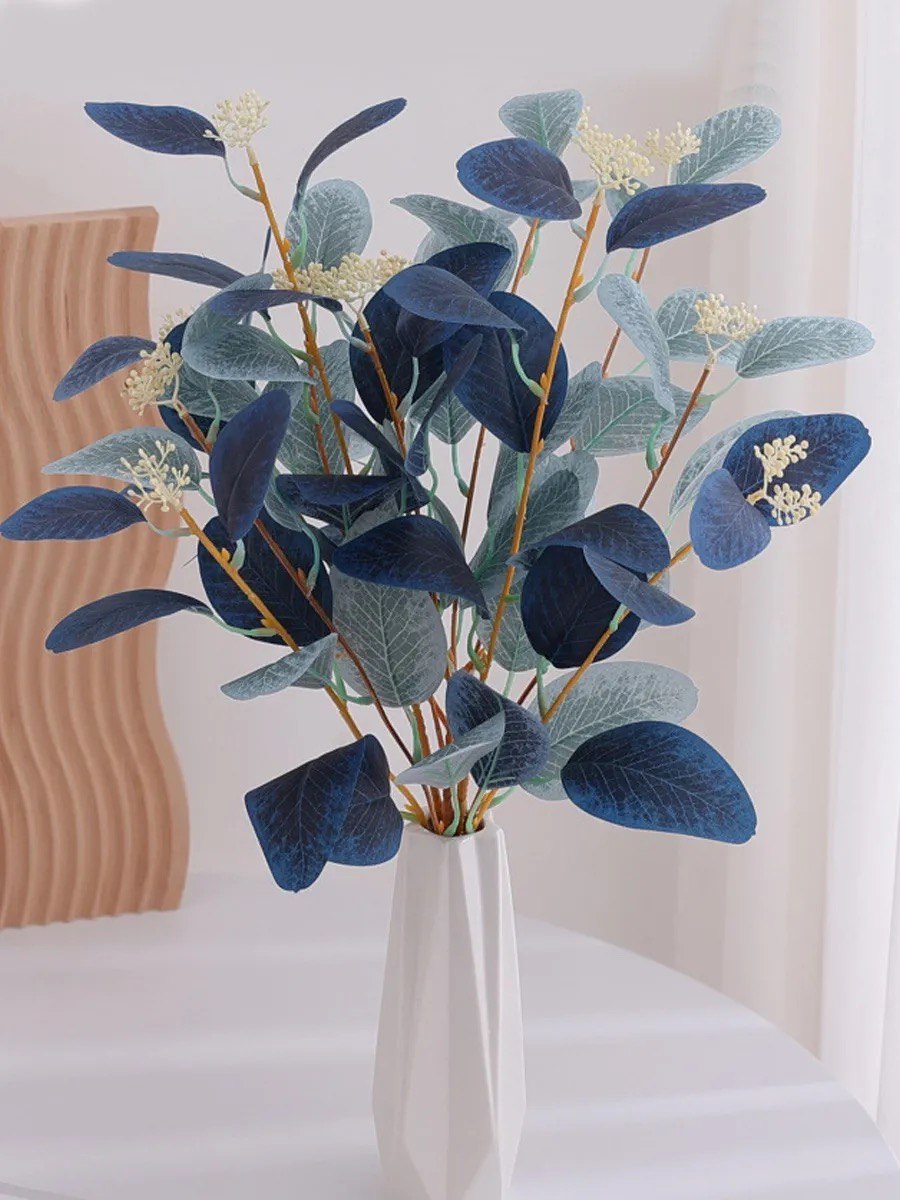 6pcs Artificial Eucalyptus Stems Blue Fake Eucalyptus Leaves Tall Eucalyptus Branches Floral Decorations for Boho Home Decor Flowers Arrangement