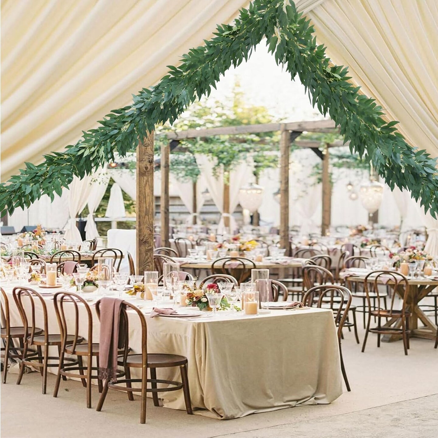 2 Strands Artificial Vines Willows Garland 81&#x22; Fake Vine with Silk Green Leaves Faux Hanging Plants Greenery Decoration for Wedding Arch Bedroom Wall Party Apartment Room Decor (Willows)