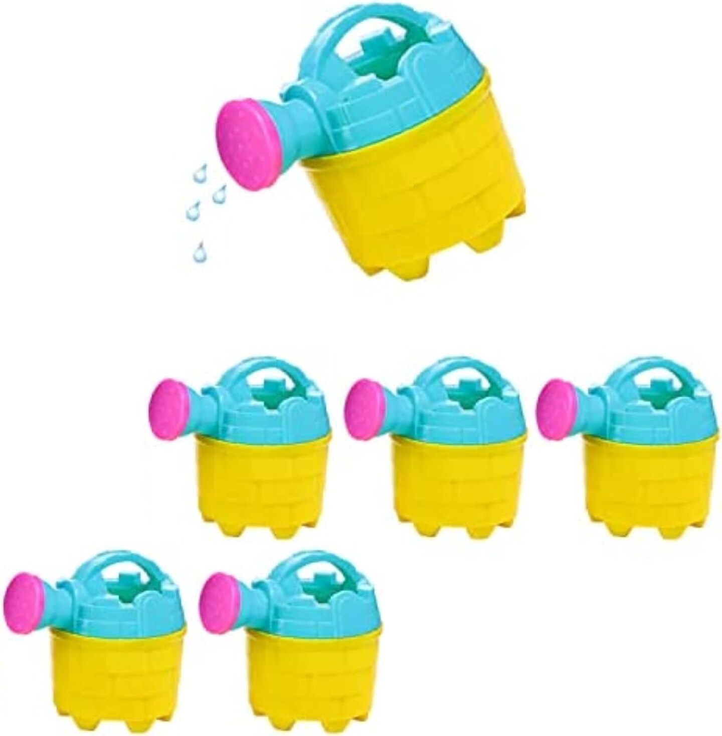 4E&#x2019;s Novelty 6 Pack Set Mini Watering Cans for Kids 4.5in, Summer Toys Perfect Beach Toys for toddlers and Kids, Flower Watering Can for Indoor &#x26; Outdoor Plants, Sand toys