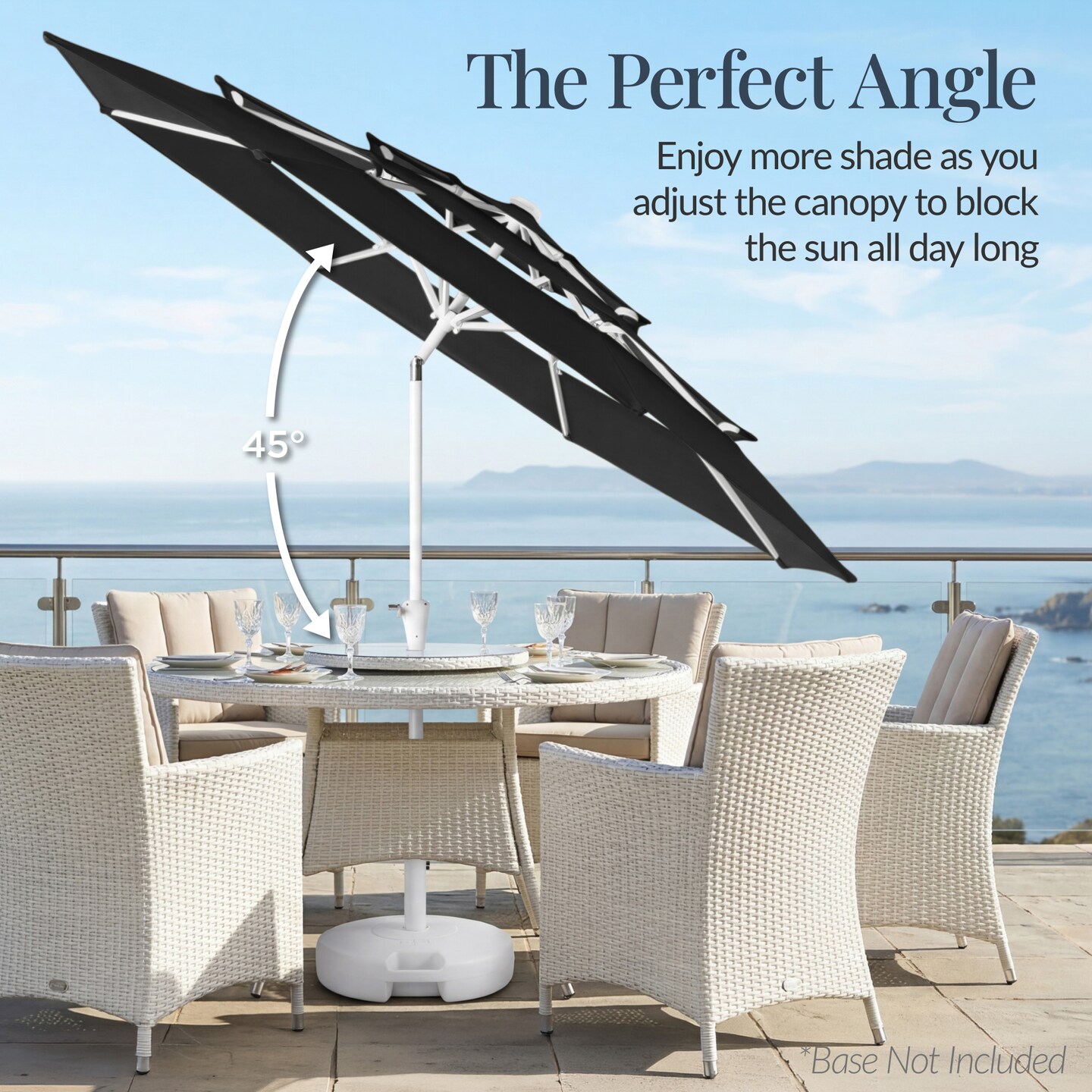 Best Choice Products 10ft 3-Tier Patio Umbrella White Pole, Outdoor Market Umbrella Steel Pole