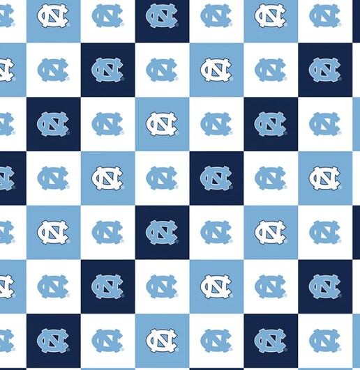 Licensed NCAA University of North Carolina Collegiate Check NC-1158 Cotton Fabric by the Yard