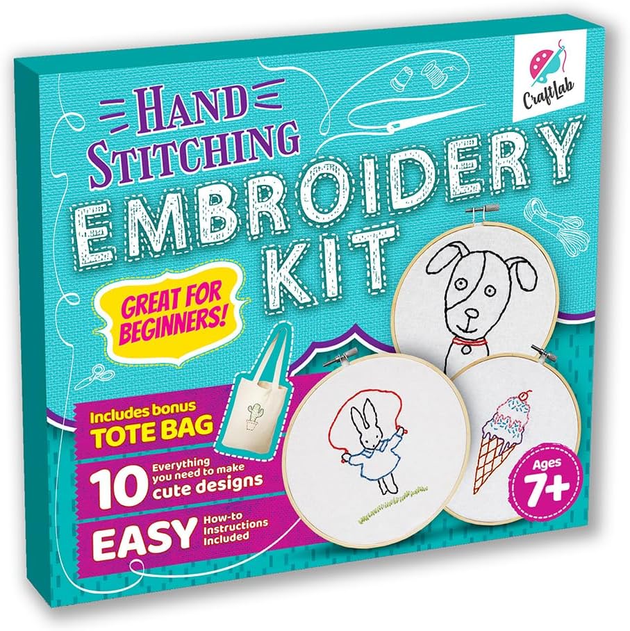 Embroidery Sewing Kit for Beginners (Multicolor) 9 x 1.5 x 10 inches