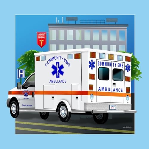 Ambulance first responders by Bob Giordano Edible Icing Sheet cake topper select size using customization button