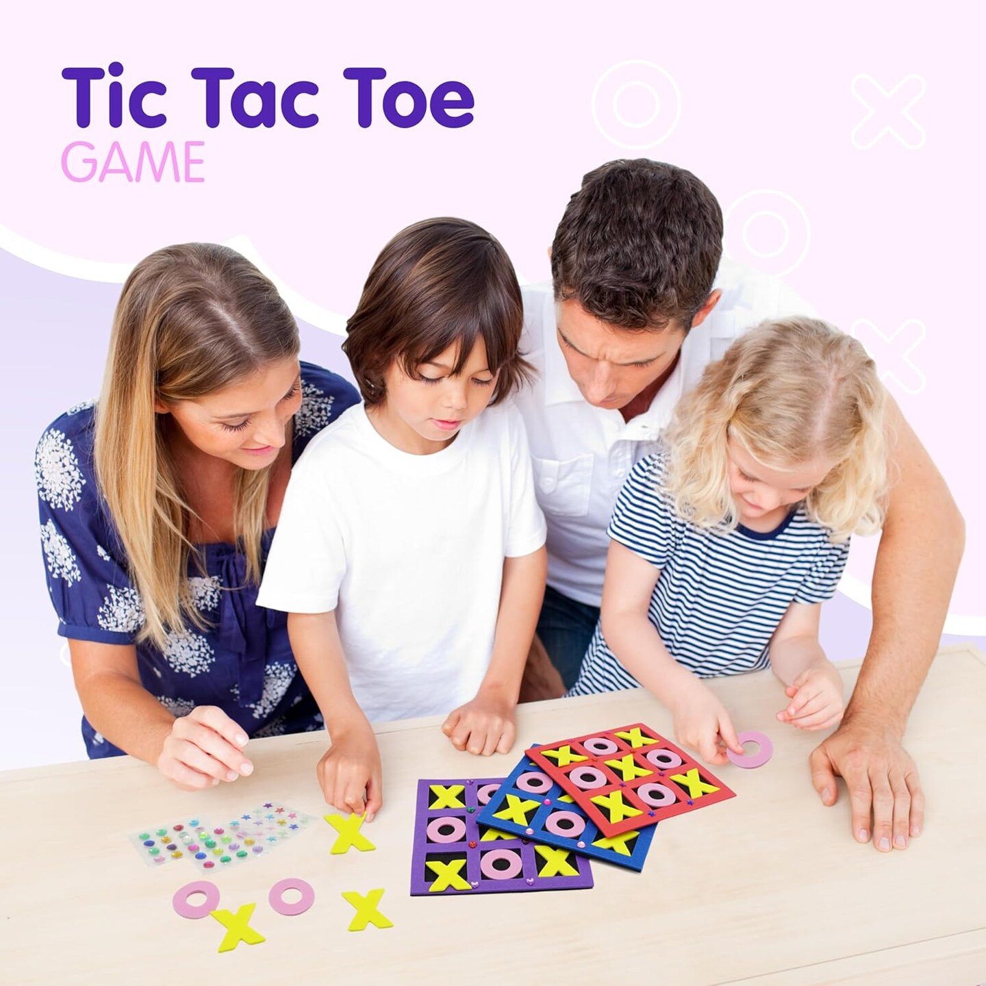 4E&#x27;s Novelty 48 Pack Tic Tac Toe Game Bulk - Valentines Gifts for Kids, Classroom Exchange Toys