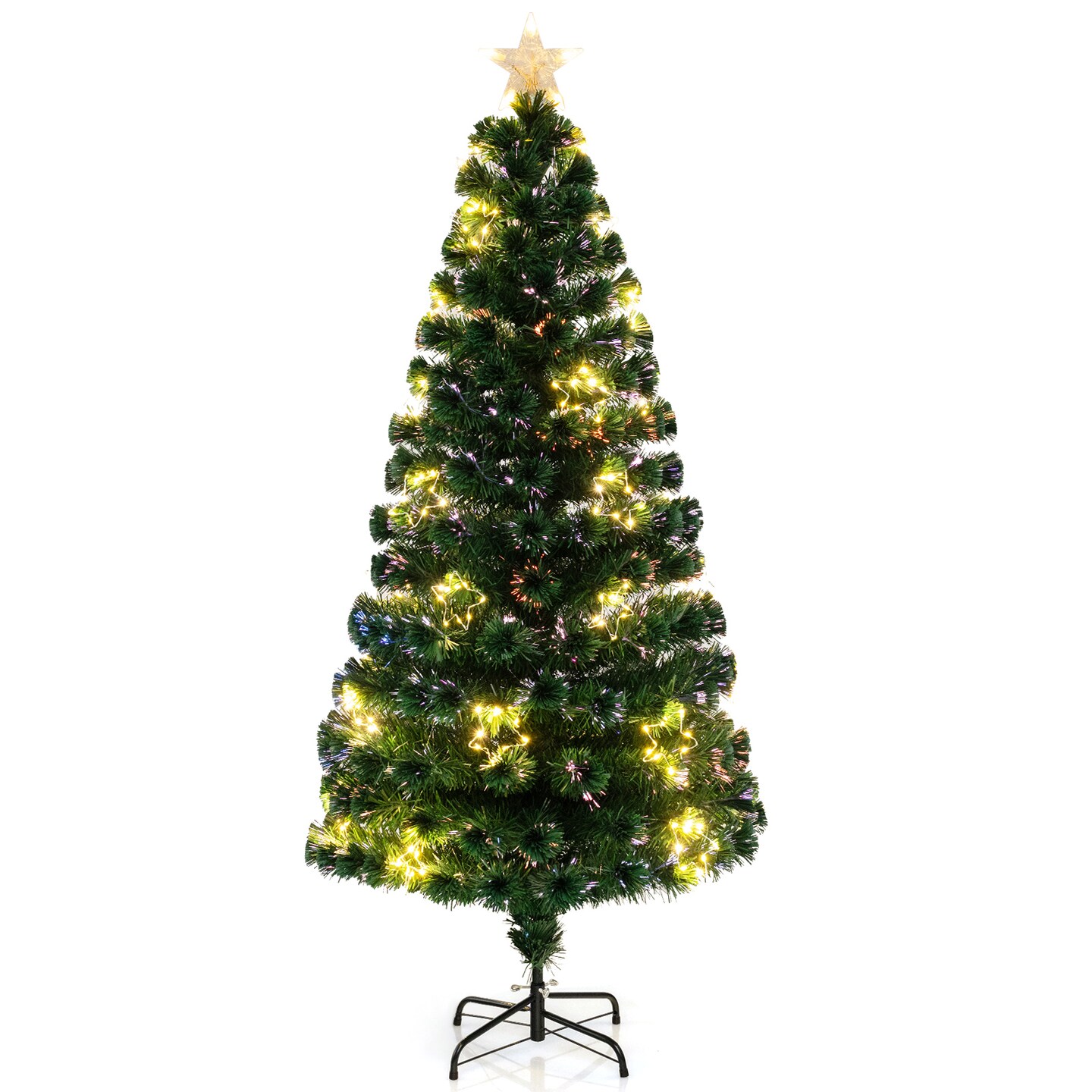 Pre-Lit Artificial Xmas Tree with Top Star and Branch Tips