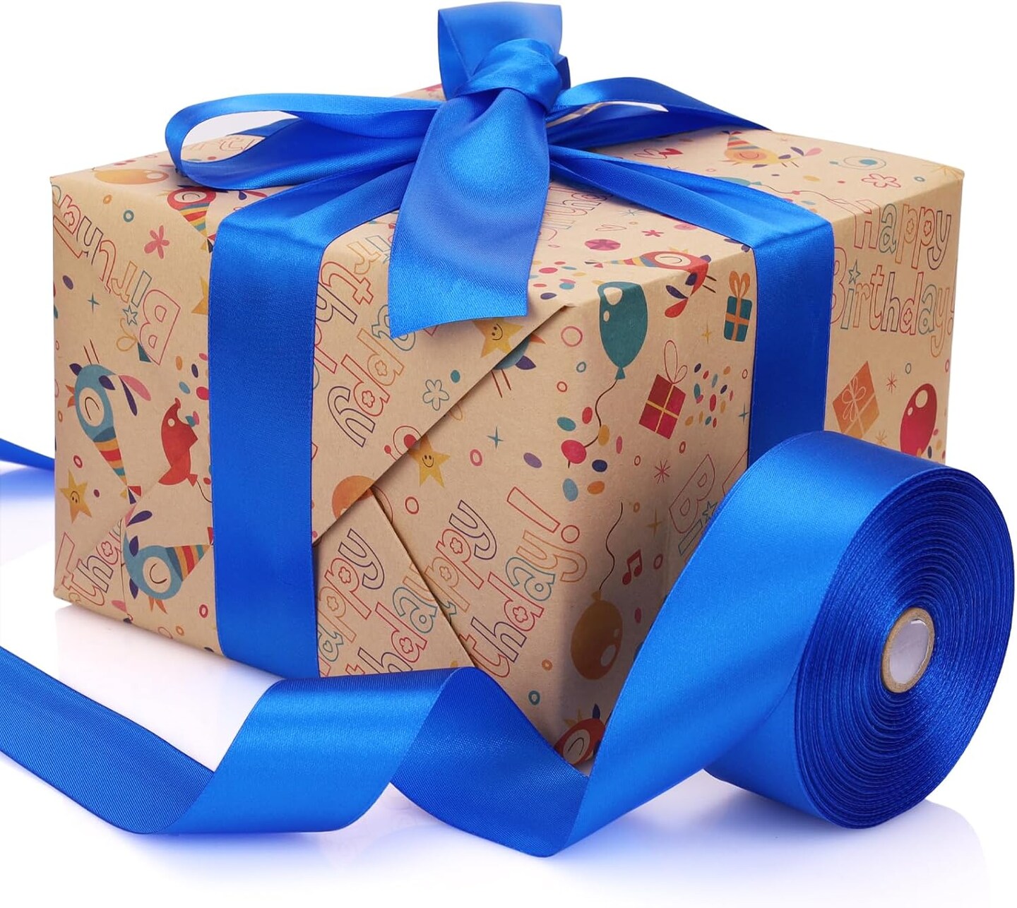 1-1/2 inch Royal Blue Satin Ribbon 50 Yards Solid Fabric Ribbons Roll ...