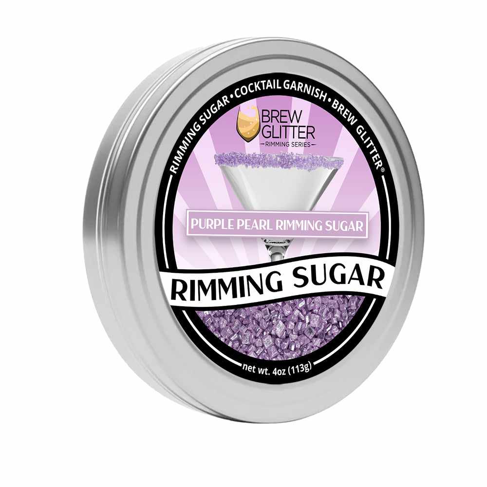 Brew Glitter - Purple Pearl Rimming Sugar (4oz, 1x Bar Tin) Cocktail Garnish for Mixed Drinks &#x26; Refreshments