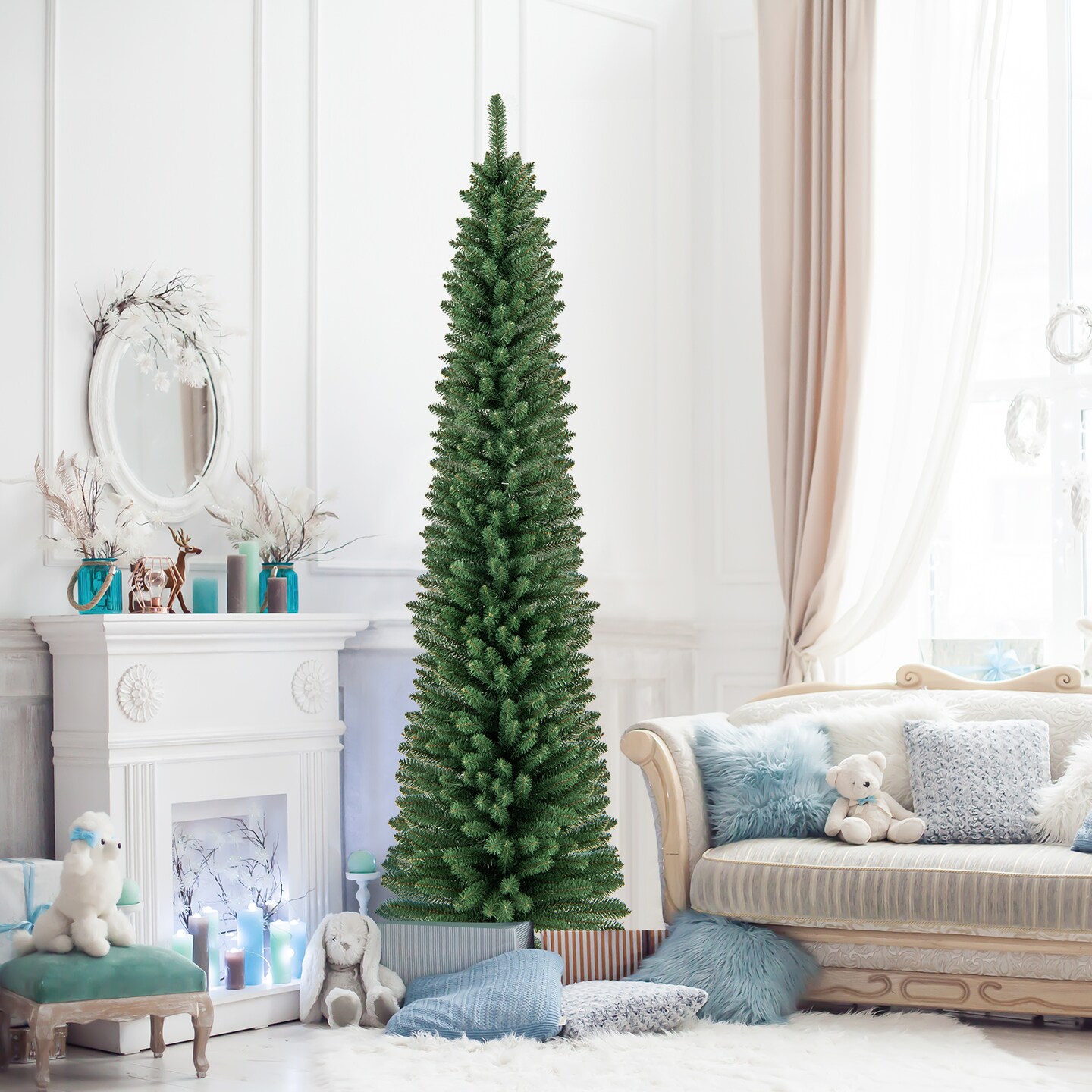 Pencil Christmas Tree with Memory Wire Branch Tips and Upgraded Metal Stand