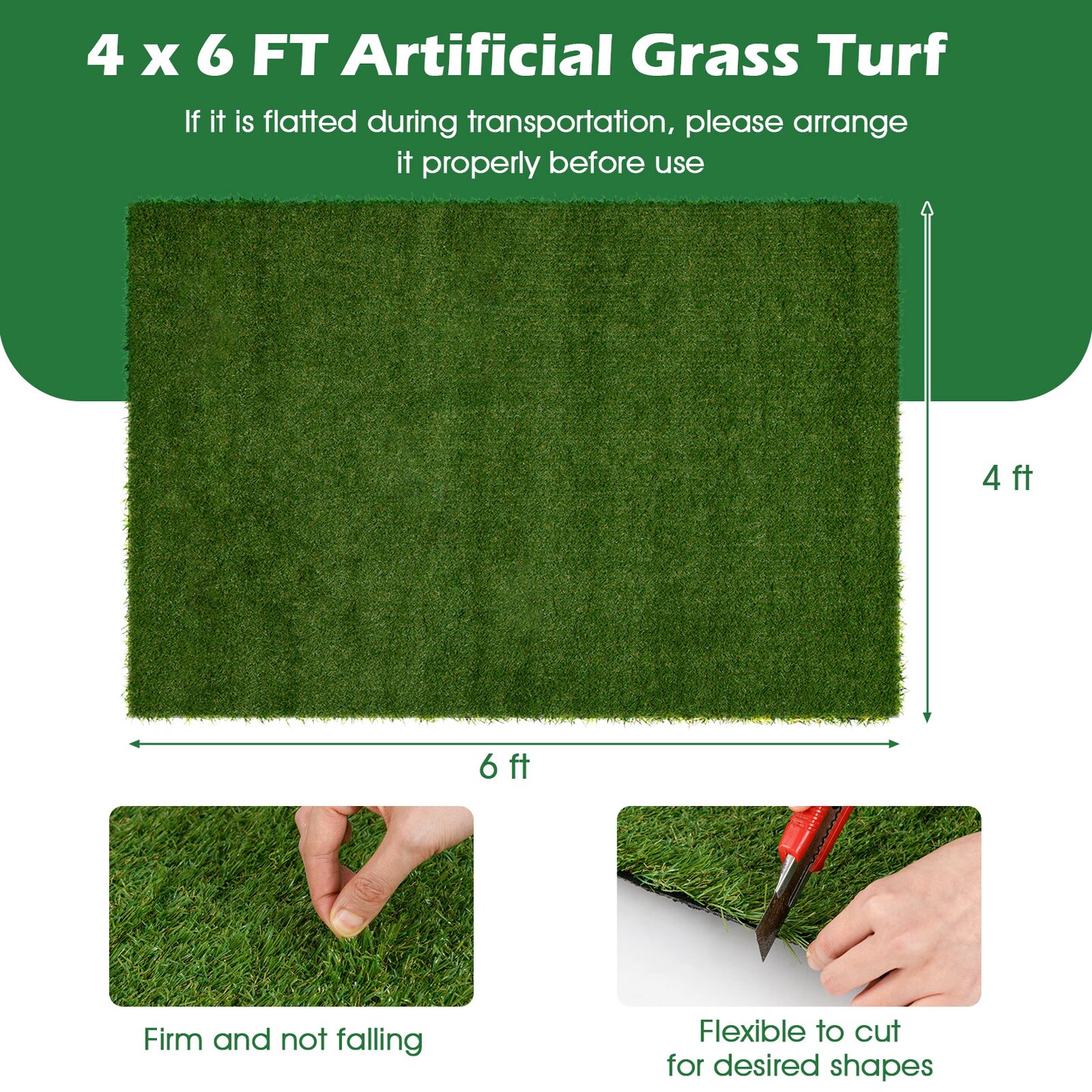 Indoor Outdoor Synthetic Turf Mat with Drainage Holes
