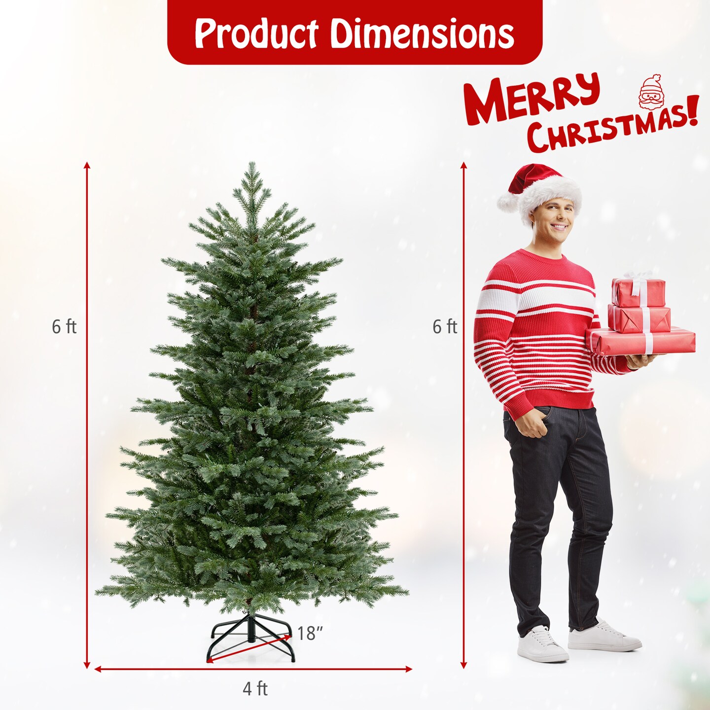 Artificial Christmas Tree with Lush PVC and Warm White LED Lights