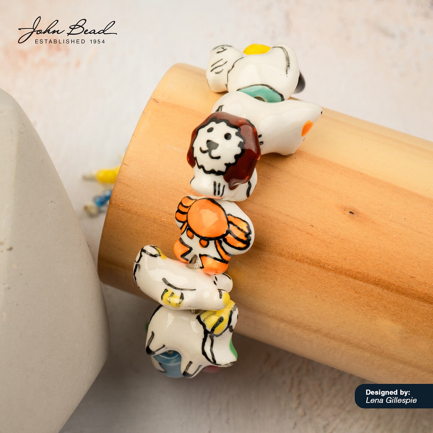 John Bead Multicolors Animals Ceramic Beads