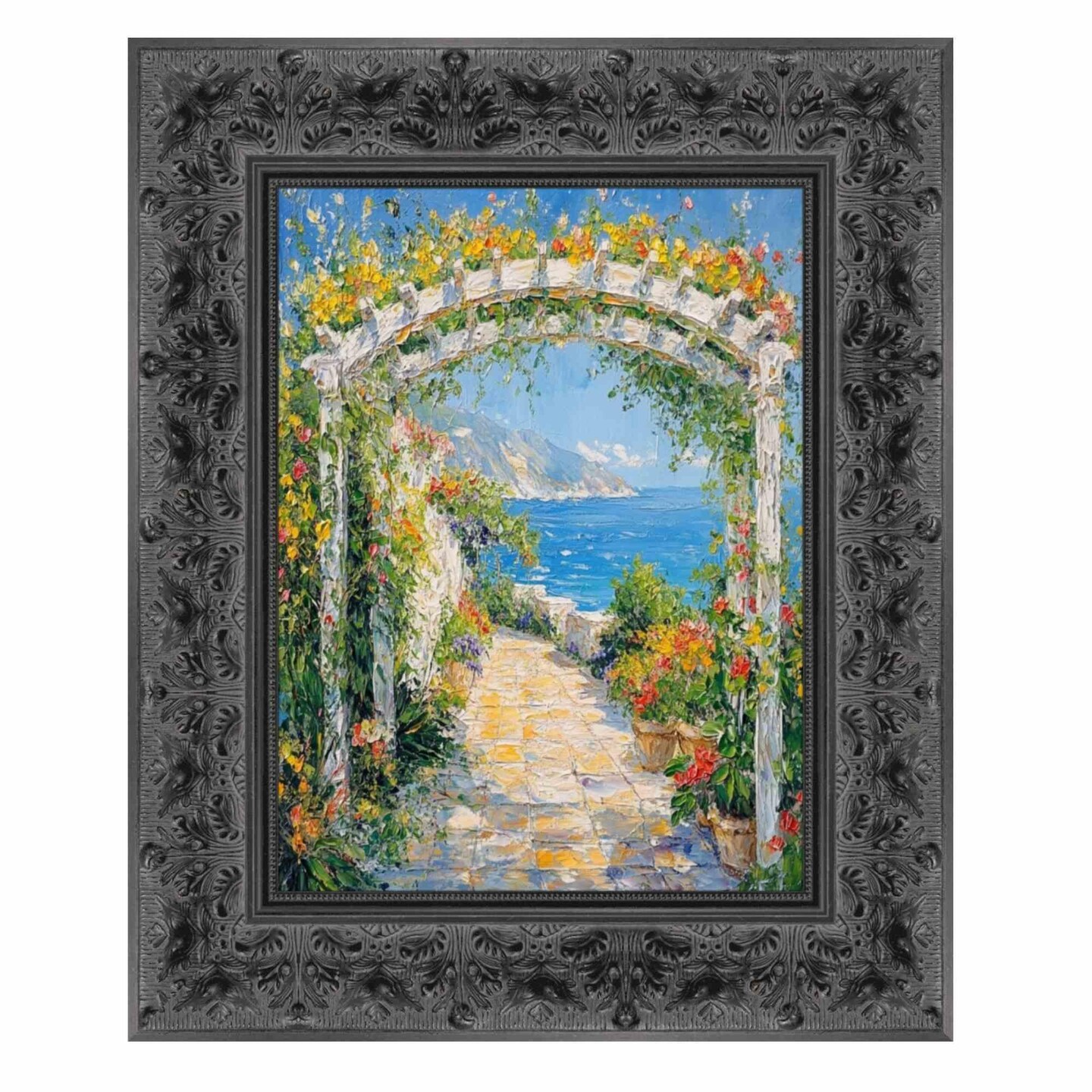 Wide Vintage Antique Black Floral Picture Frame 14x18 frame