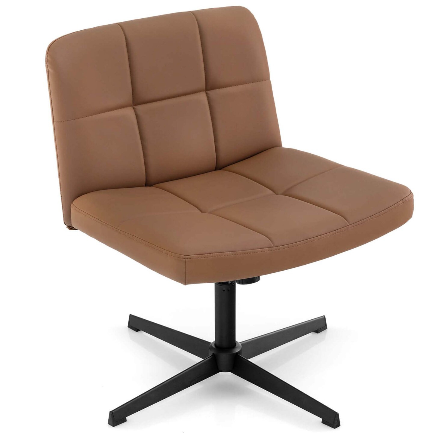 Costway Criss Cross Chair Cross-legged Office Chair with Oversized U-shaped Seat No Wheels Beige/Brown/Gray
