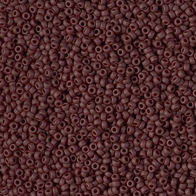 Miyuki 15/0 Round Seed Bead, Matte Opaque Chocolate, #409F, 8 grams