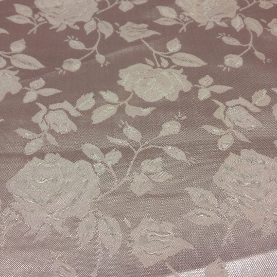 1 Yard Light Pink Floral Jacquard Satin Fabric for Dresses Jackets Skirts Crafts 54/56&#x22; Width