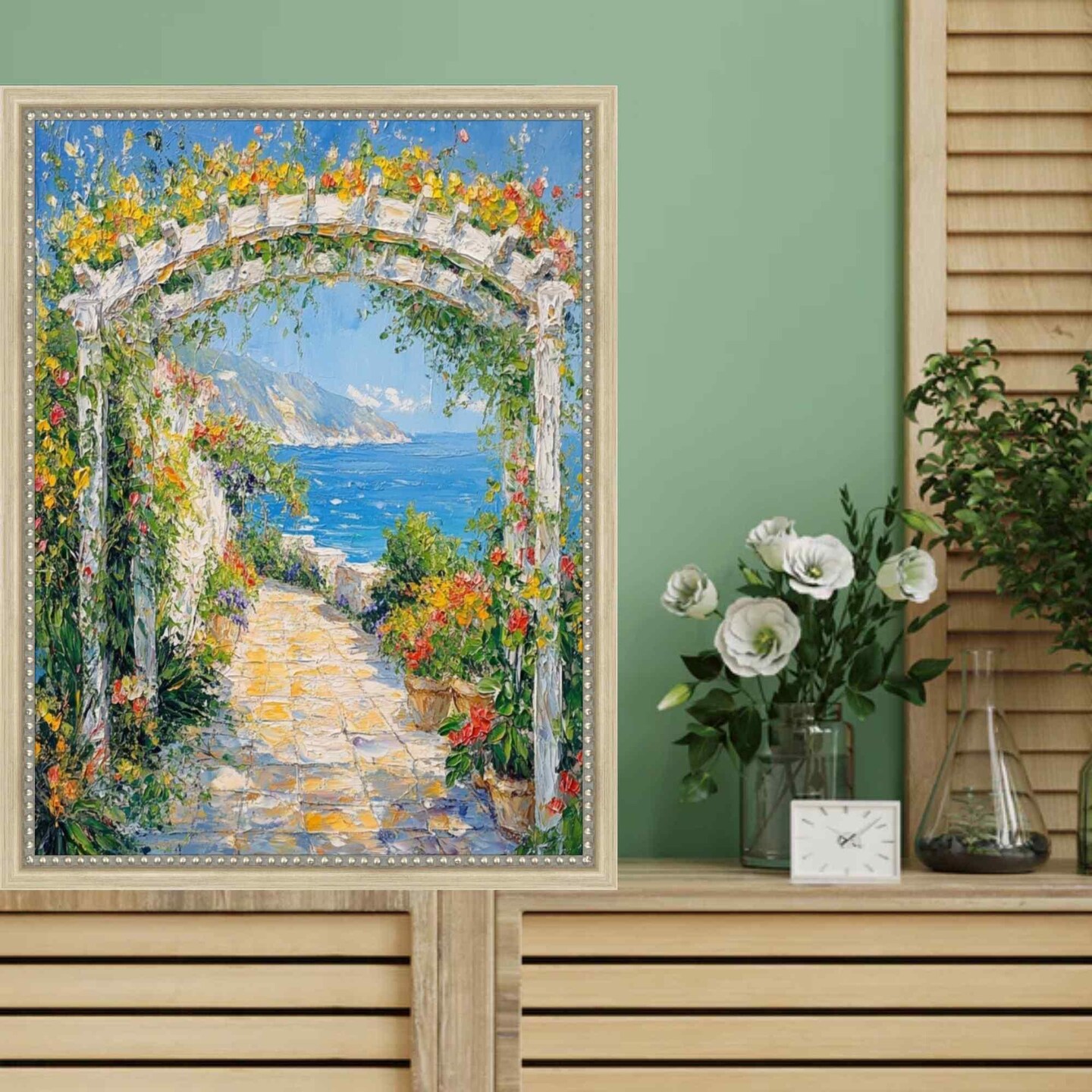 Narrow Beaded Silver Scoop Picture Frame 36x48 frame