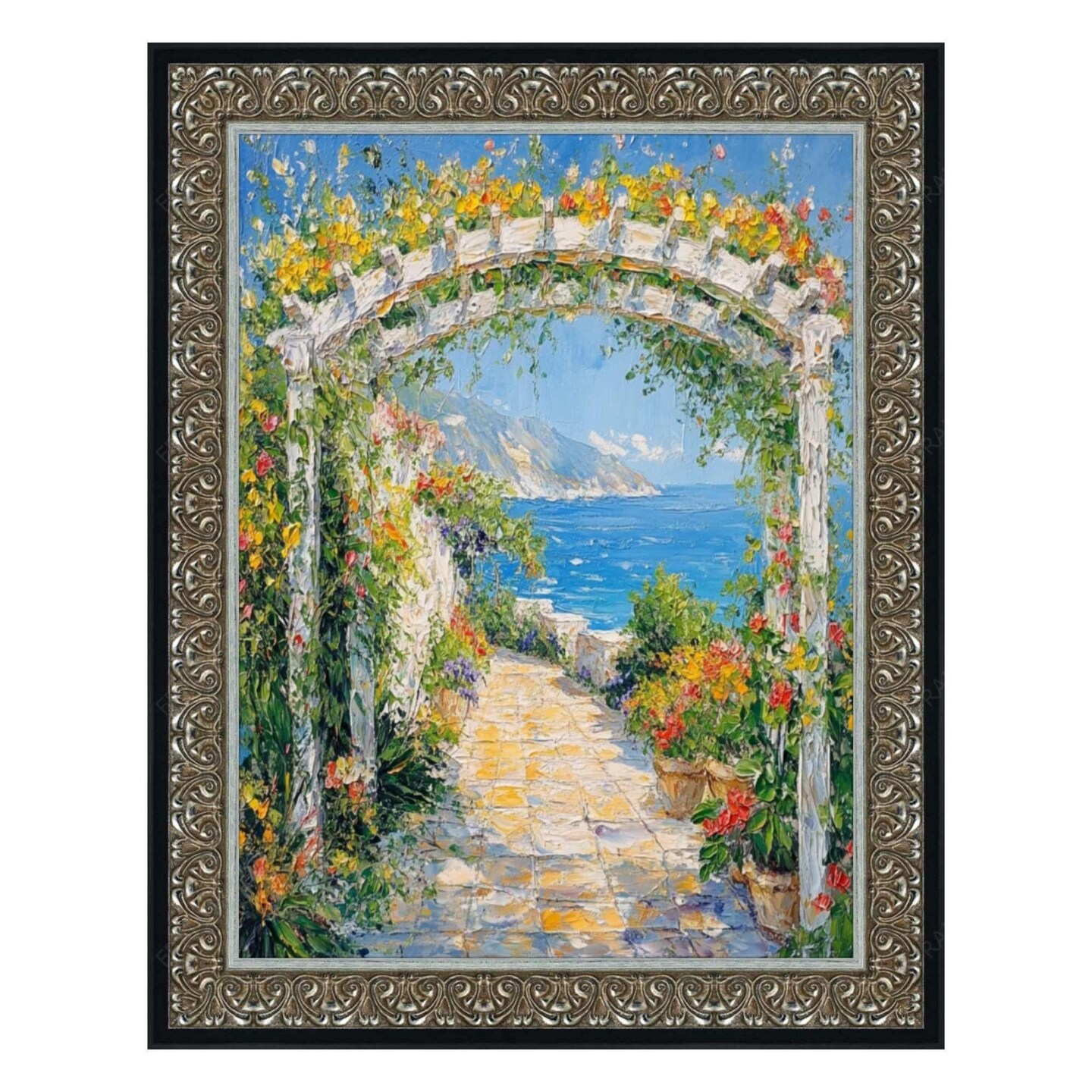 Floral Antique Silver With Black Lip Picture Frame 11x15 frame