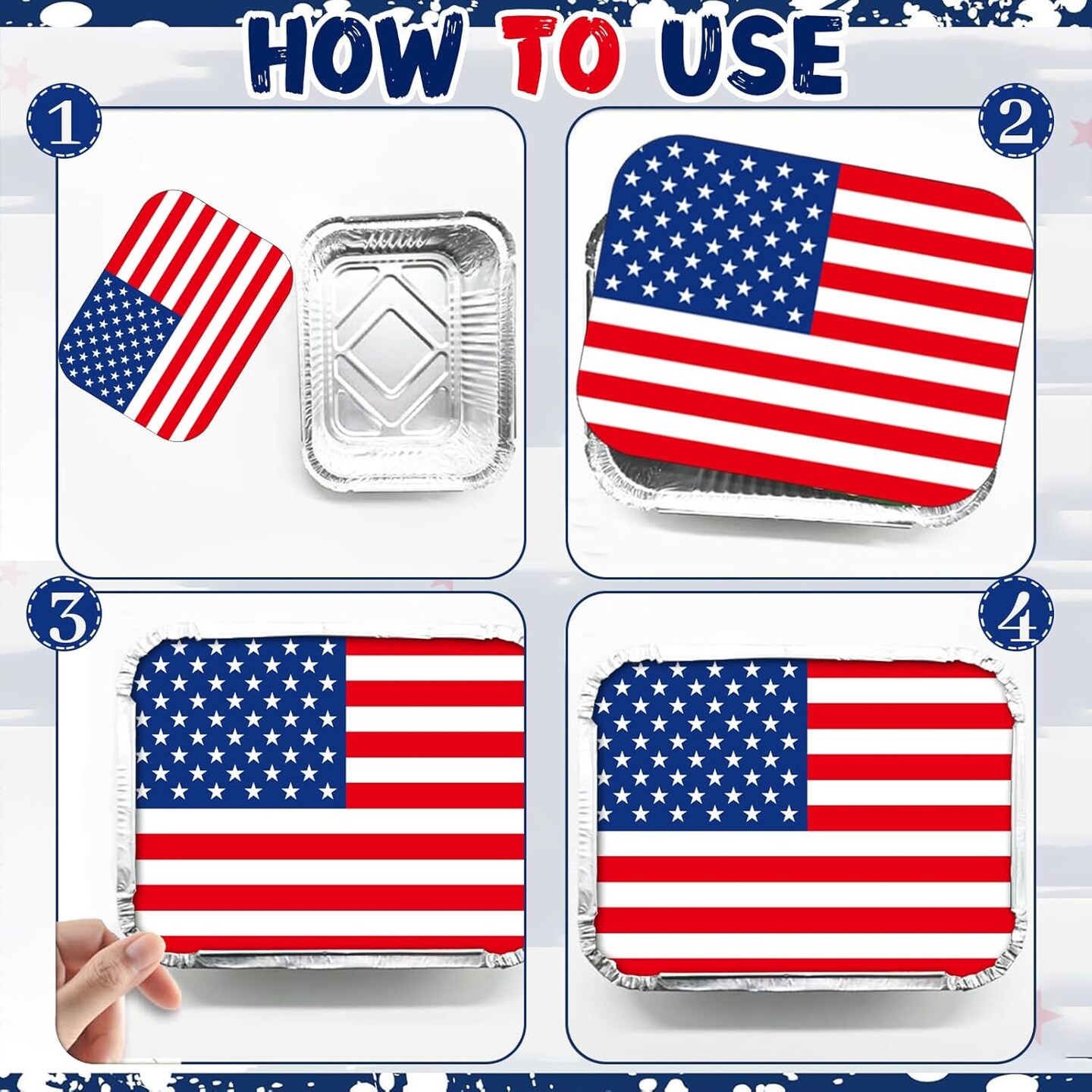 20 Pieces American Flag Foil Containers with Lids,Patriotic Rectangular Treat Foil Containers, Disposable Food Storage Pan for 4th of July Party Decorations Independence Day Decorations Party Supplies