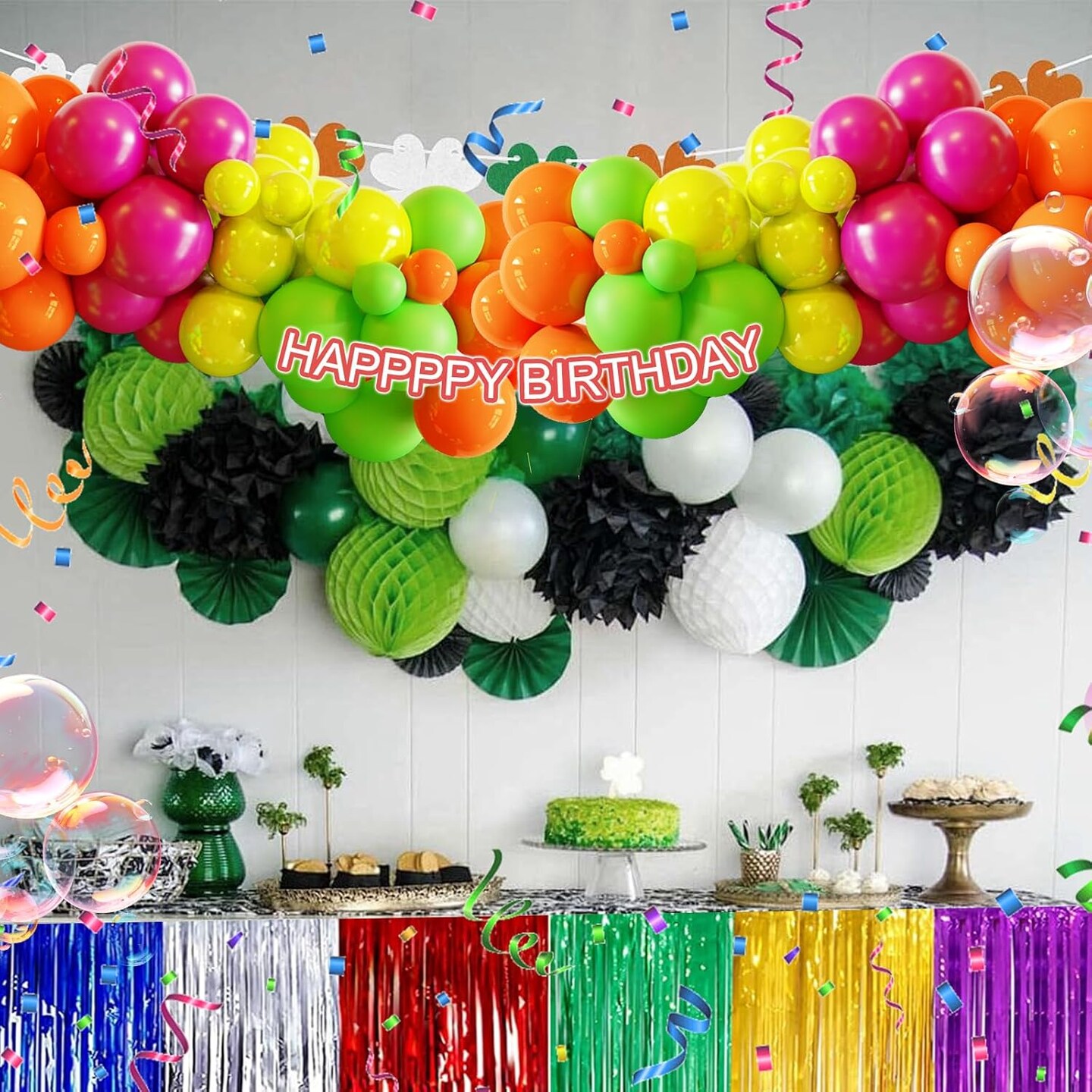 Tropical Balloon Arch Garland Kit (119pcs) – Rainbow Hawaii Balloons in Pink, Orange, Blue, Green & Yellow for Party Decorations, Wedding Backdrop, Birthday, Baby Shower & Graduation