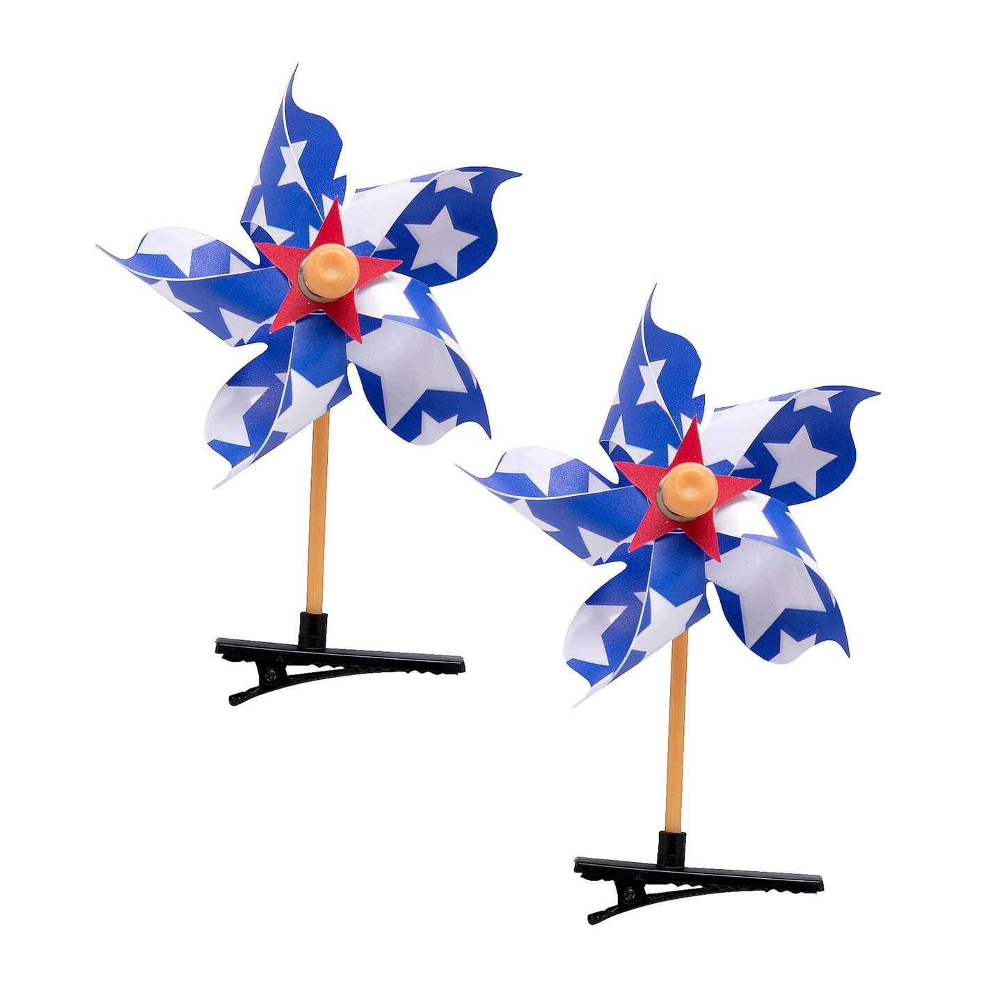 4th of July Patriotic Red White &#x26; Blue Pinwheel Hair Clips 12 Pieces