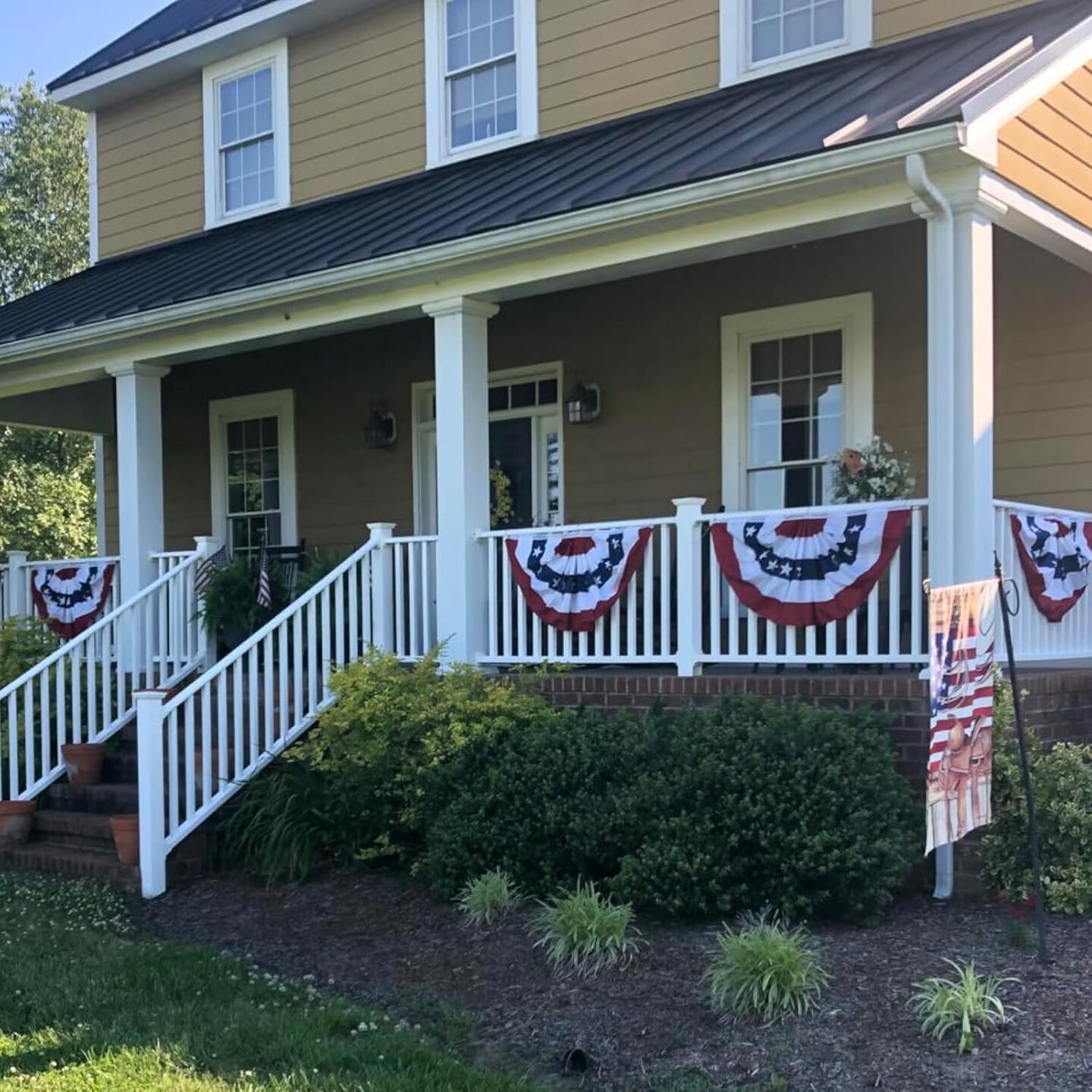 4th of July American Bunting Flags 2x4 Ft Set of 4 – Outdoor Patriotic Pleated Half Fan Flag Banner Swag for Porch, Eaves, Independence Day & Memorial Day Decor
