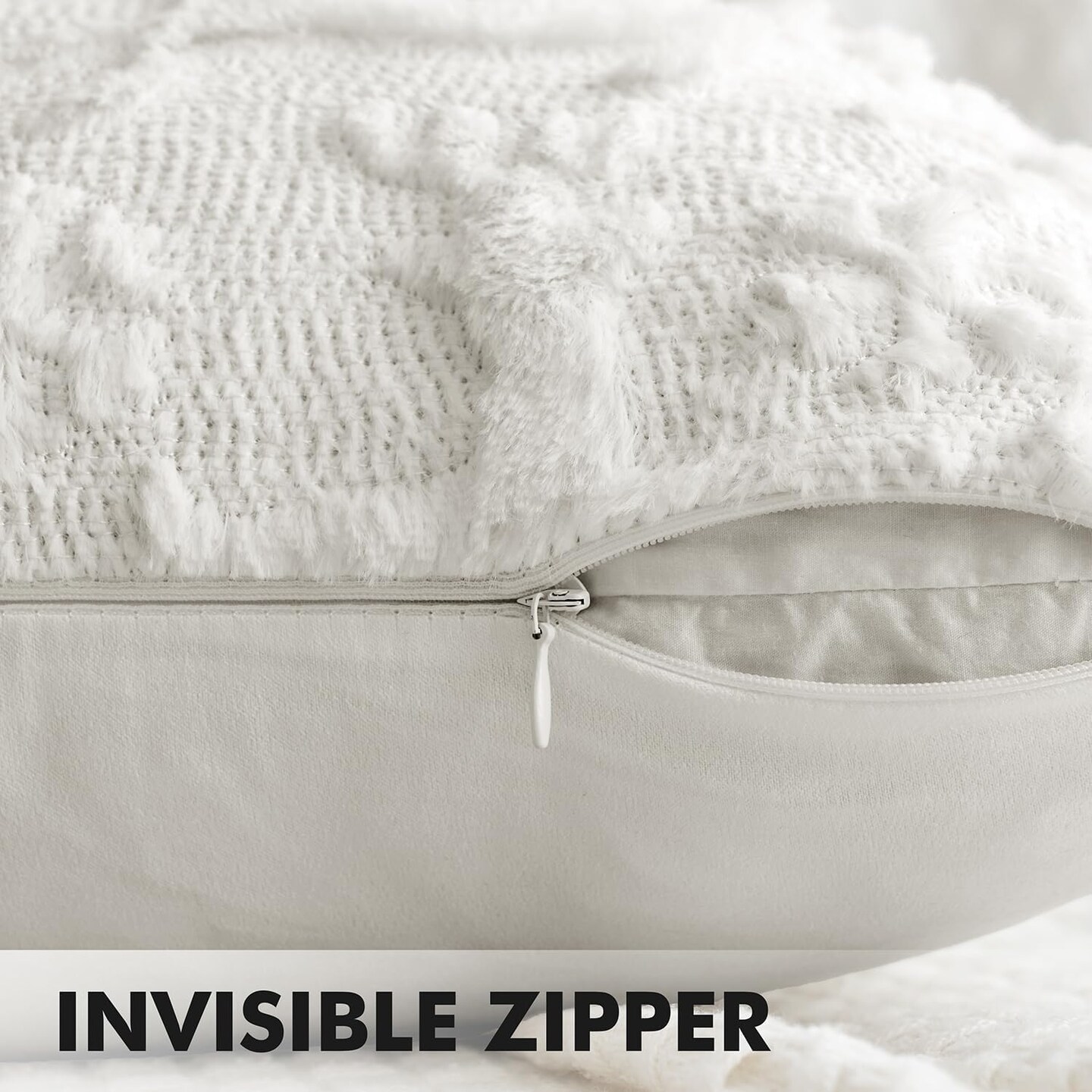 Christmas Reindeer and Snowflakes Pillow Covers 18x18 Inch Pure White Throw Pillows Set of 2 Decorative Soft Fluffy Winter Pillow Covers for Home Decors Couch Sofa Livingroom Bed