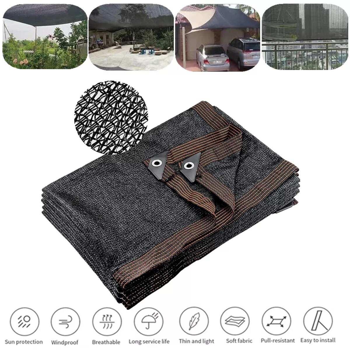 10x10ft Sun Shade Net Awnings Shelter Garden Patio Pool Sunblock Sail