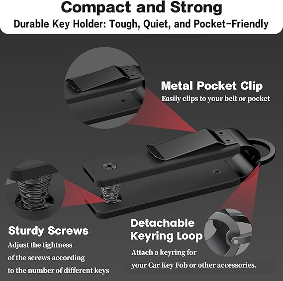 Key Holder for Keychain Metal Aluminum Compact Smart Key Organizer Secures 1-5 Keys