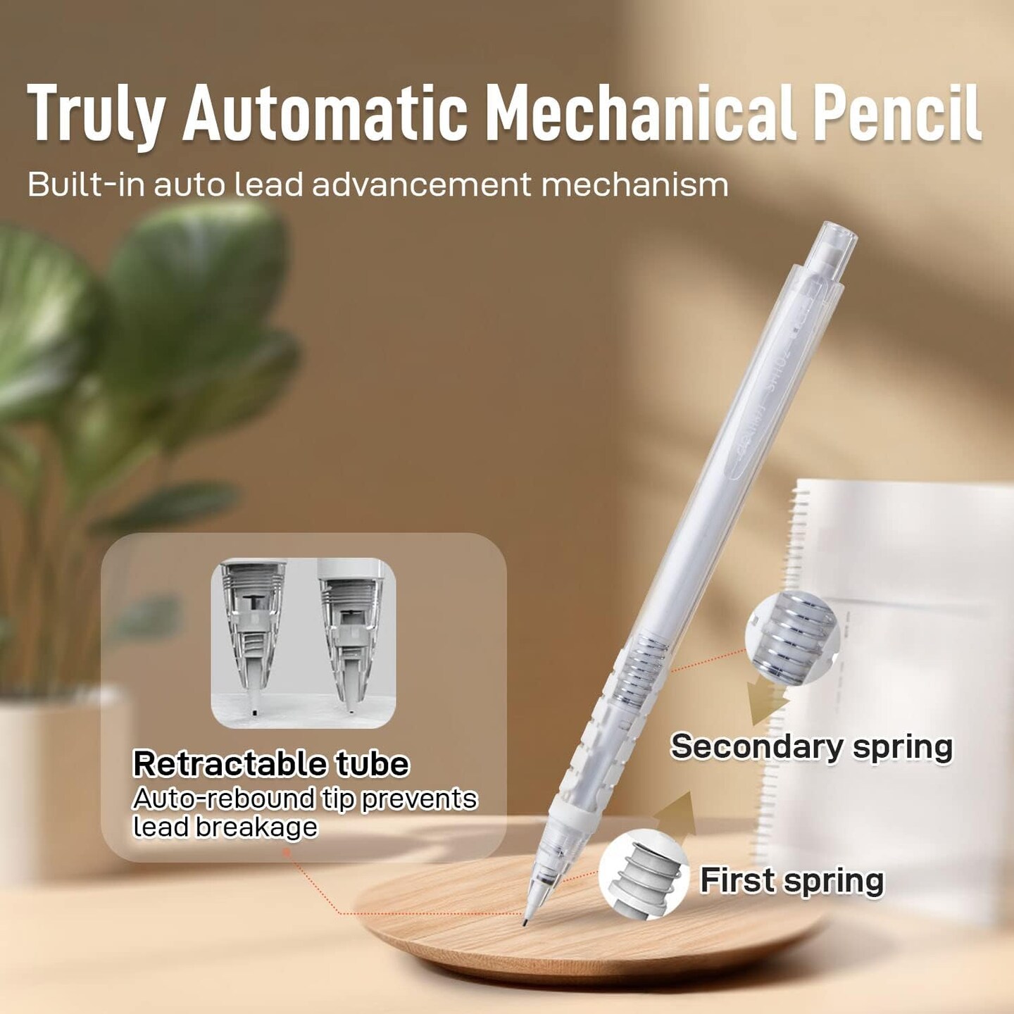 Mechanical Pencils Set, Automatic Lead Advances, 4 Pcs Mechanical Pencils 0.5mm & 0.7mm, 100 Pcs 0.5mm and 100 Pcs 0.7mm Pencil Leads, 4 Erasers and 6 Eraser Refills, School Office
