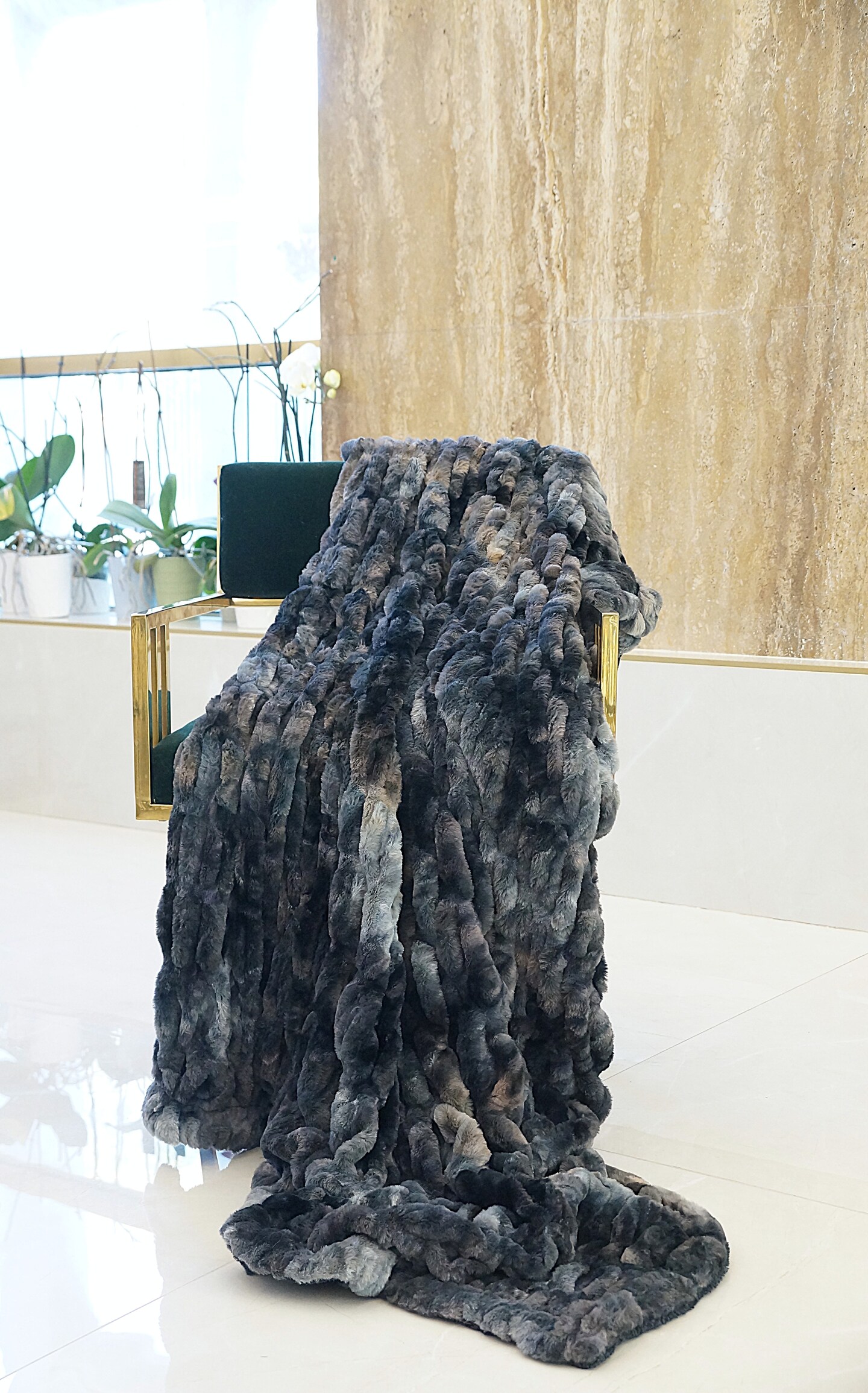Ruched Minky Blanket - Minky Faux Fur - Luxury Blankets - Throw Blanket - Minky Blanket