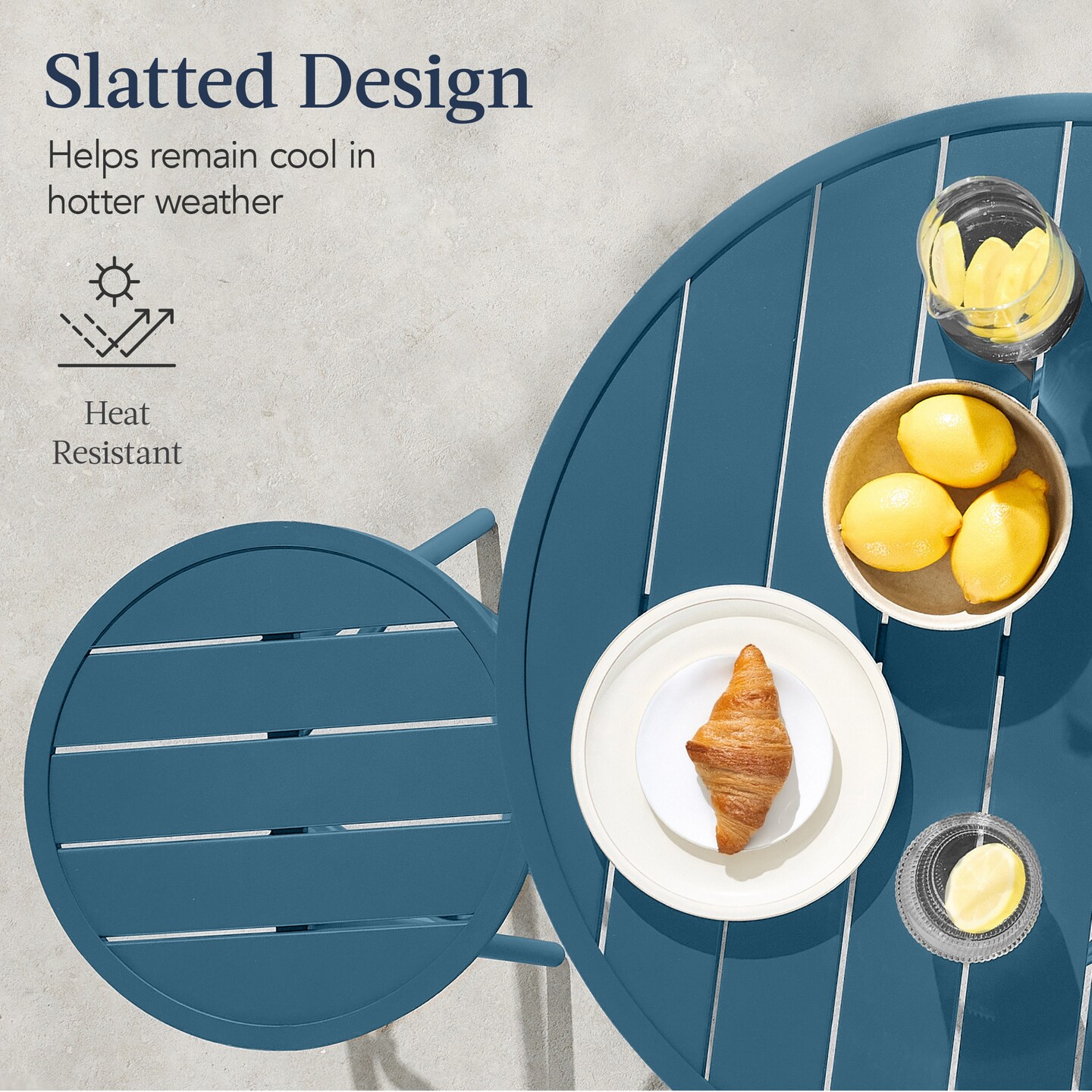 Best Choice Products 3-Piece Steel Patio Bar Height Round Bistro Set w/ Backless Stools, Slatted Design