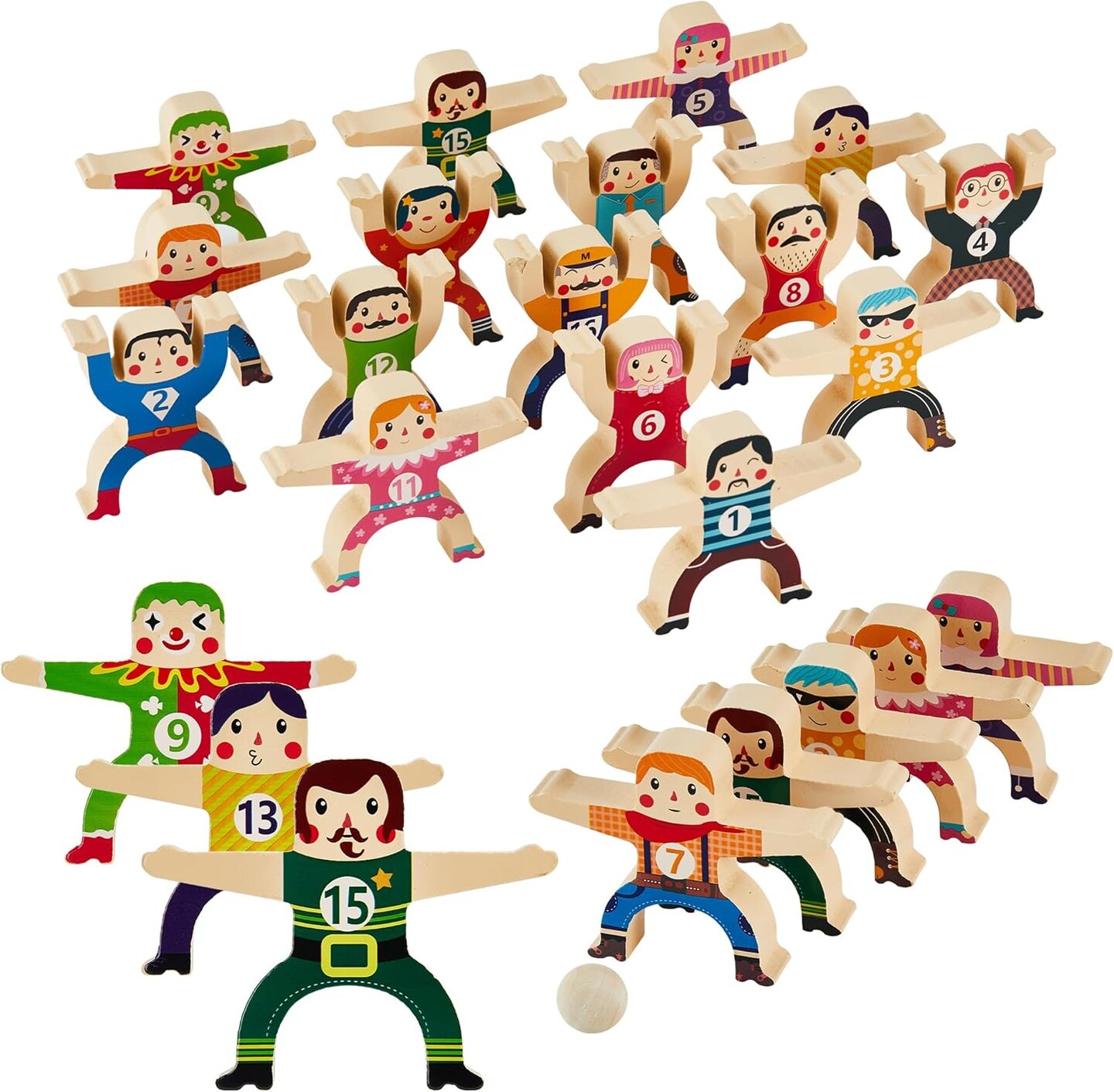 Wooden Stacking Toys,16Pcs Circus Hercules Acrobatic Troupe Interlock Toy,Balancing Building Blocks Game Toddler Puzzle Toys,for 3 4 5 6 Years Old Kids Adults