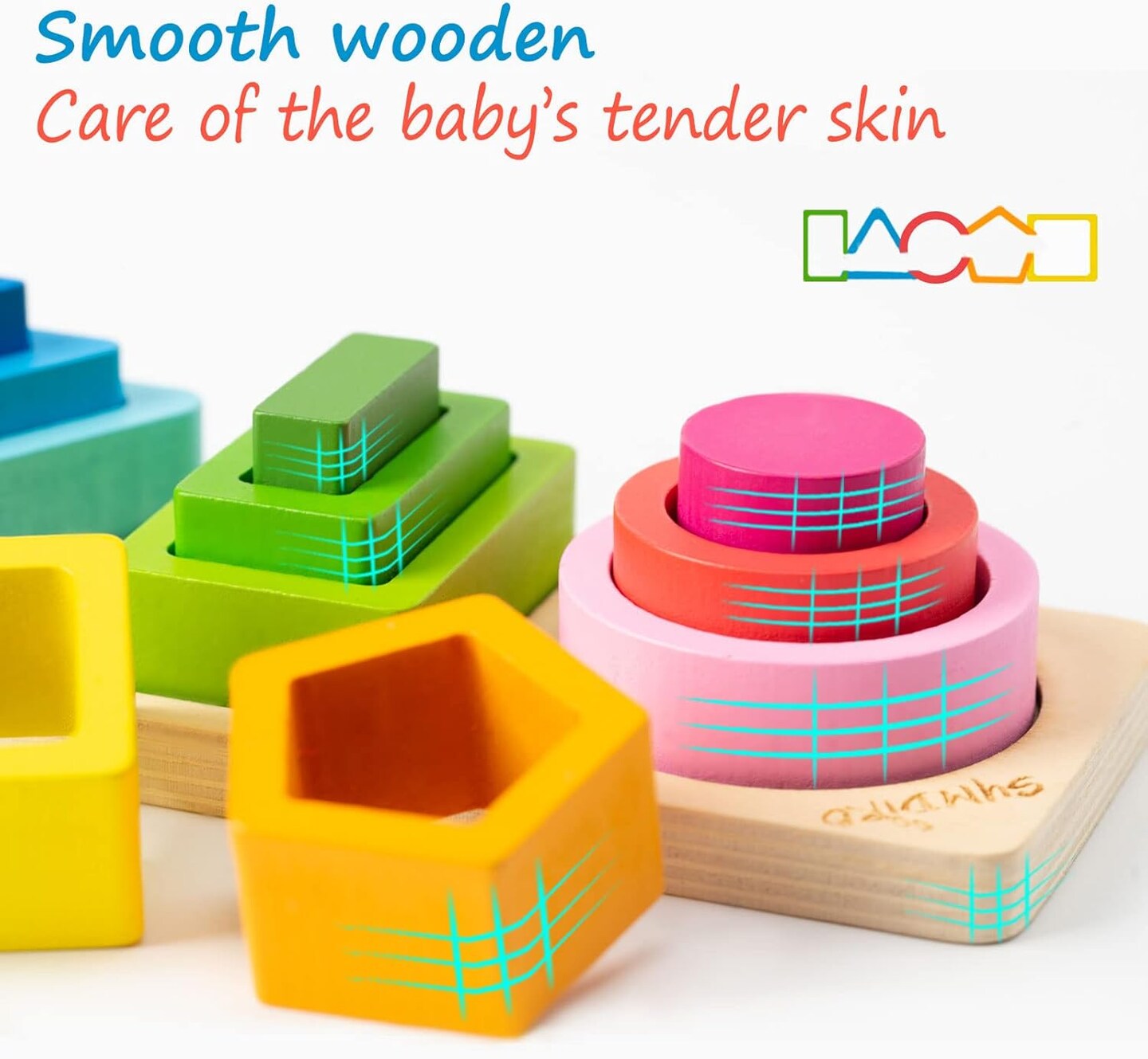 Toys for 1 2 3 Year Old Boys Girls-Wooden Sorting &#x26; Stacking Toys for Baby Toddlers,Educational Shape Color Sorter Preschool Kids Gifts&#x2026;