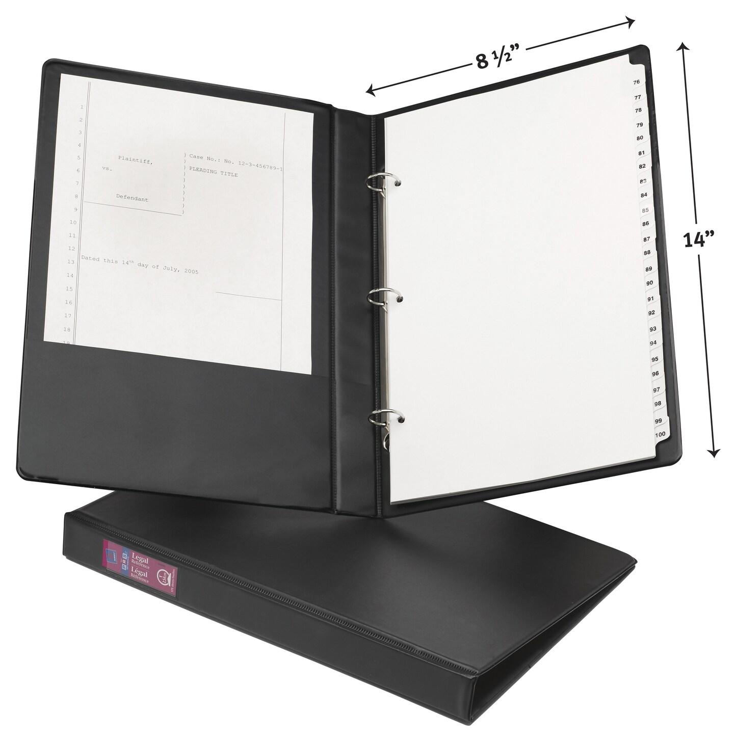 Avery Legal-Size Durable 3 Ring Binder, 1&#x22; Round Rings, Holds 8.5&#x22; x 14&#x22; Paper, Label Holder, 1 Black Binder (06400)