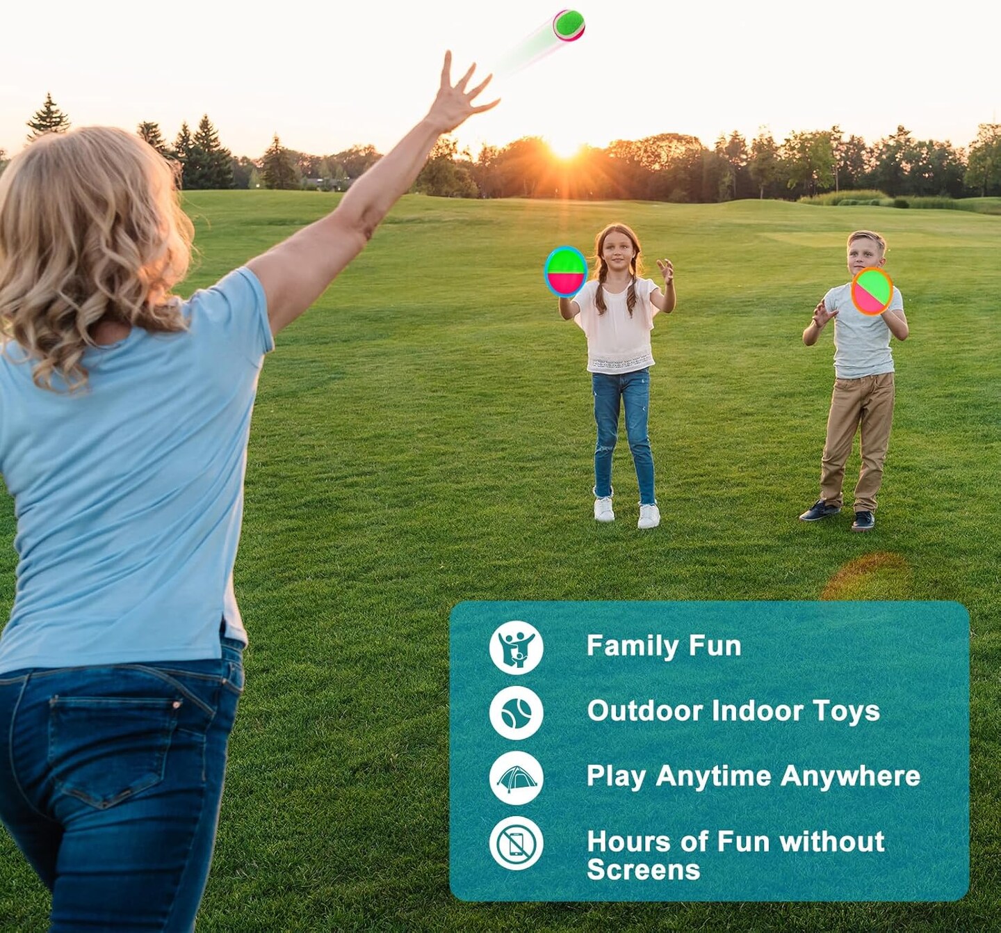 Valentine Gifts for Kids Toss and Catch Game Set, Paddles and Toss Ball Sports Game, Outdoor Toys for Kids, Beach Pool Yard Camping Toys, Suitable for Kids Gift Idea (Blue+Orange)
