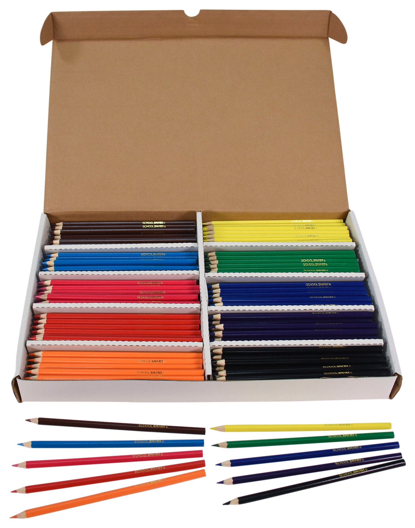 School Smart Colored Pencils Classroom Pack, 10- Assorted Colors, Set of 250