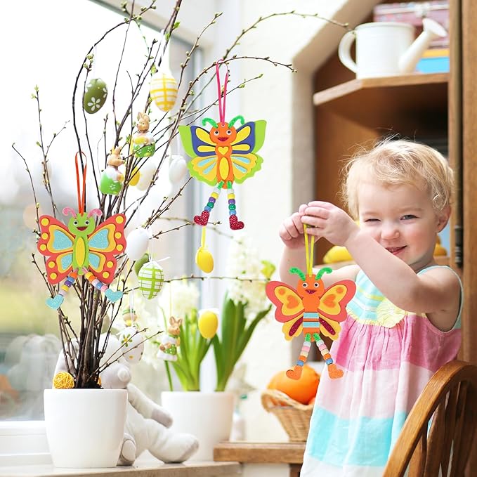 12 Pack Butterfly Craft for Kids Make Your Own Butterfly Foam Stickers with Beads DIY Arts and Crafts for Kids Boys Girls Party Favor Summer Fall Decoration Birthday Gifts