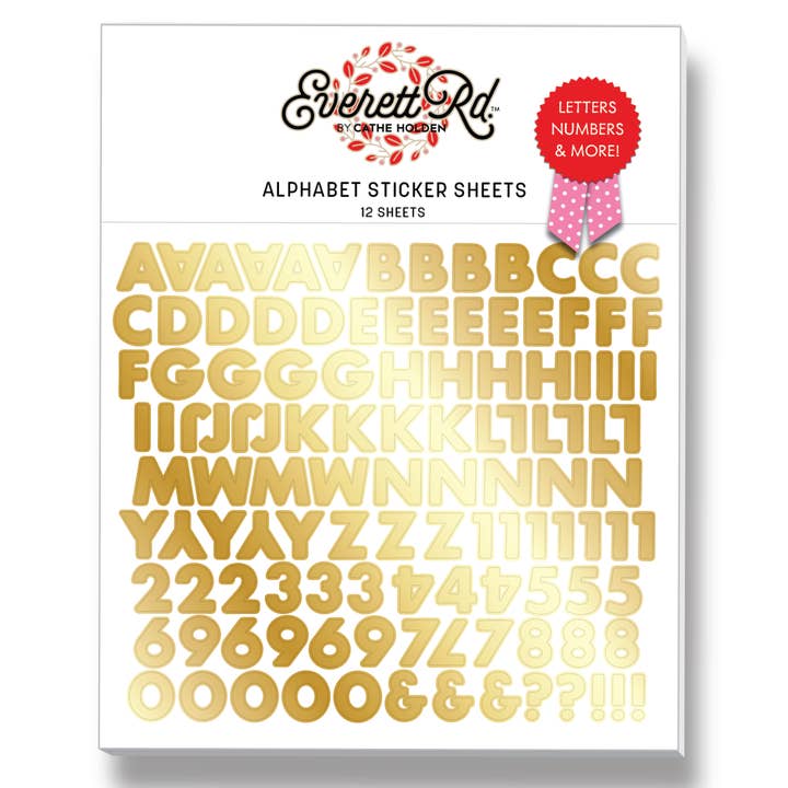 Alphabet Stickers Metallic Gold 12 Sheets