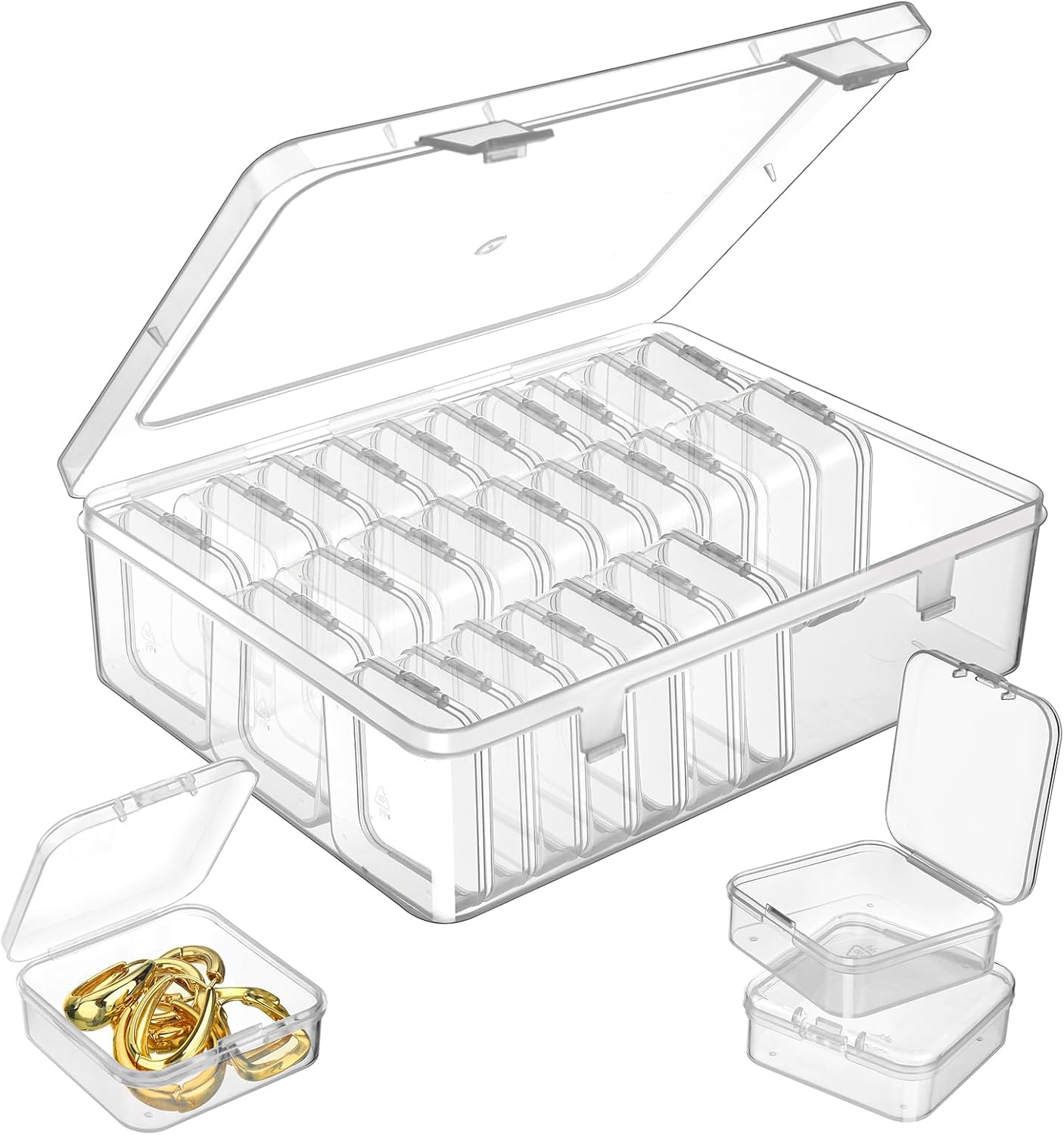 Small Bead Storage Containers 30 Pieces Plastic Storage Organizers Stackable Art Storage Case Transparent Boxes Jewelry Beads Storage Box(1 Pack)