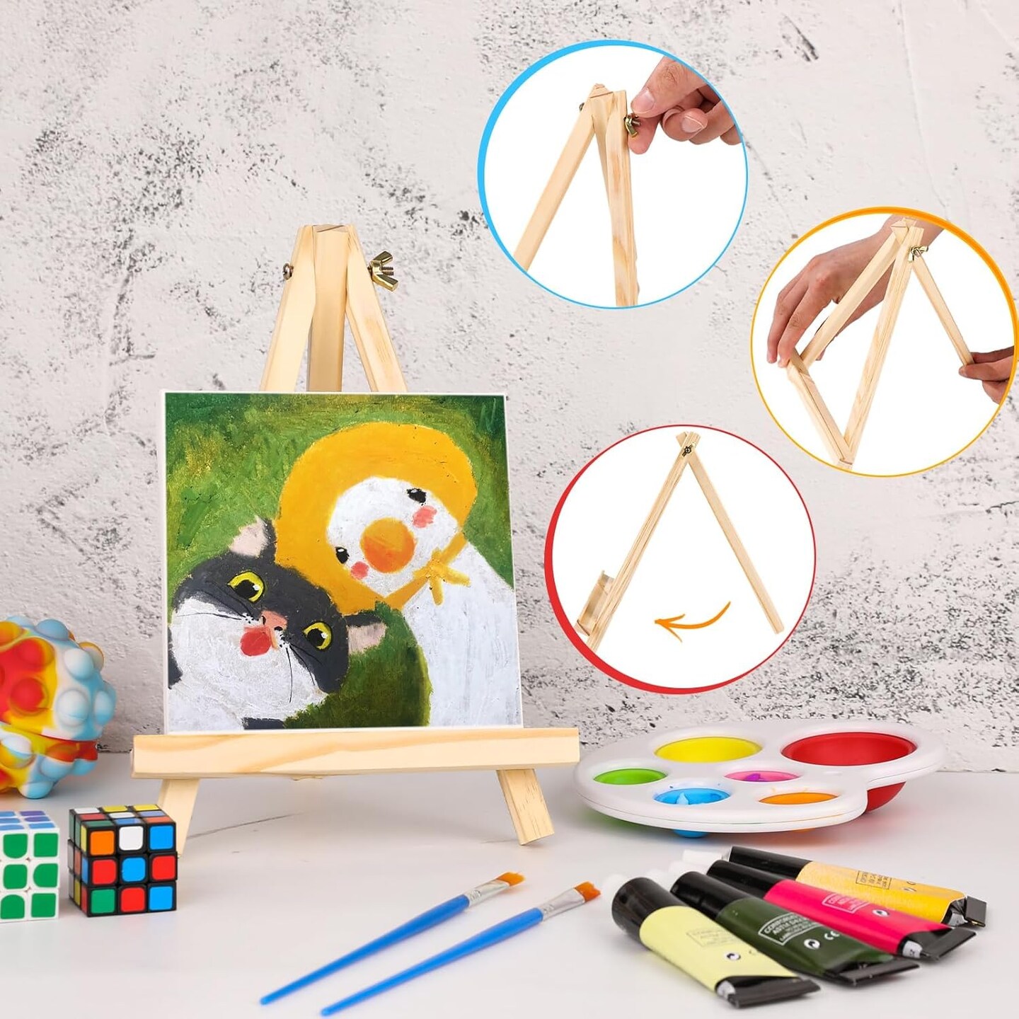 32 Pack 9 Inch Wood Easels, Easel Stand for Painting Canvases, Art, and Crafts, Tripod, Painting Party Easel, Kids Student Tabletop Easels for Painting, Portable Canvas Photo Picture Sign Holder