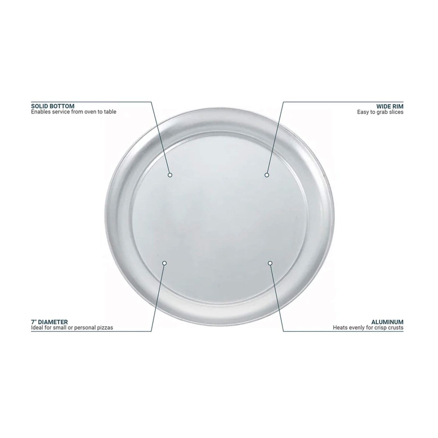Wide Rim Aluminum Pizza Pan Round 7 Inch