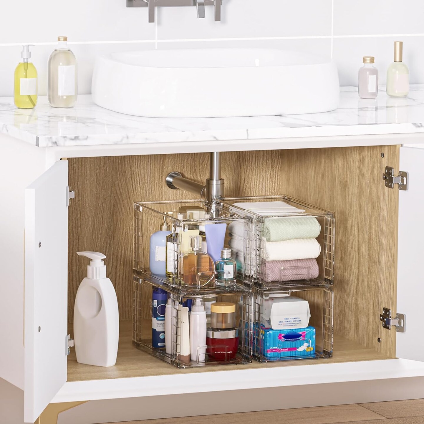 4 Pack Large Stackable Storage Drawers