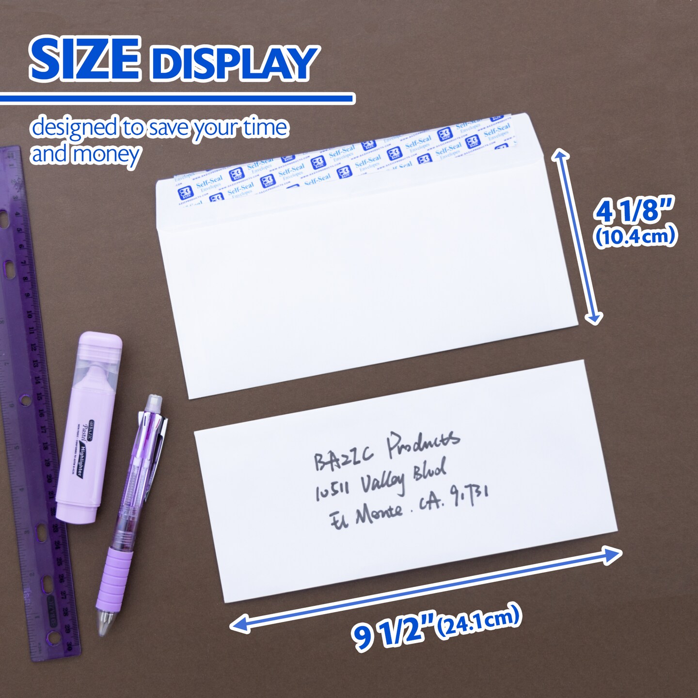 BAZIC #10 Self-Seal White Envelope (50/Pack)