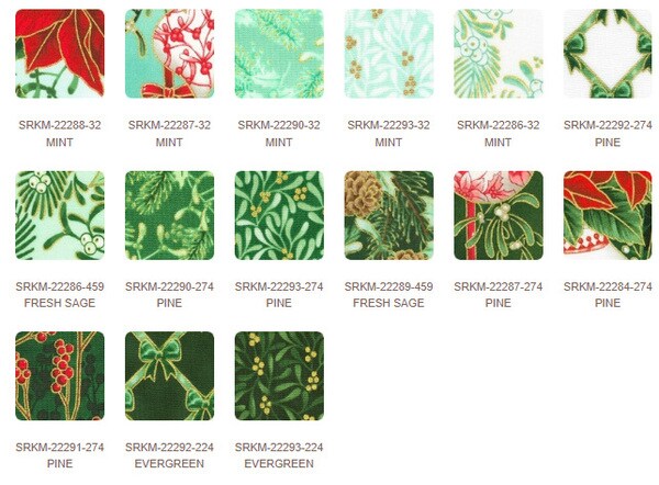 Holiday Flourish: Festive Finery Fat Quarter Bundle in Spearmint by Studio RK for Robert Kaufman (FQ-2144-15)