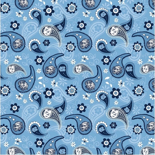 Licensed NCAA University of North Carolina Paisley NC-1200 Cotton Fabric by the Yard