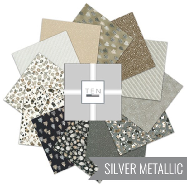 Holiday Charms 10&#x22; Square Pack (Layer Cake / Ten Square) in Taupe by Studio RK for Robert Kaufman (TEN-1323-42)