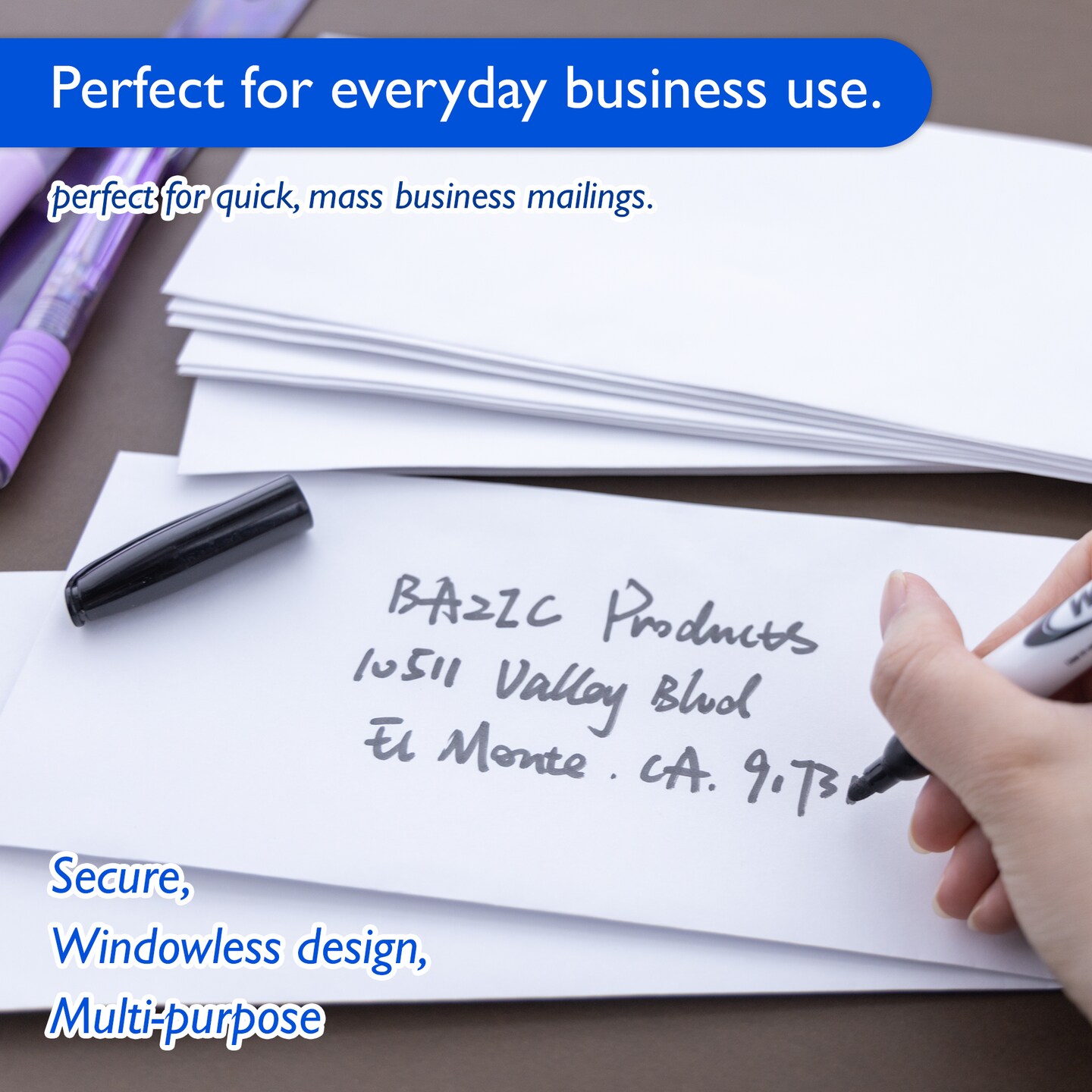 BAZIC #10 Self-Seal White Envelope (50/Pack)